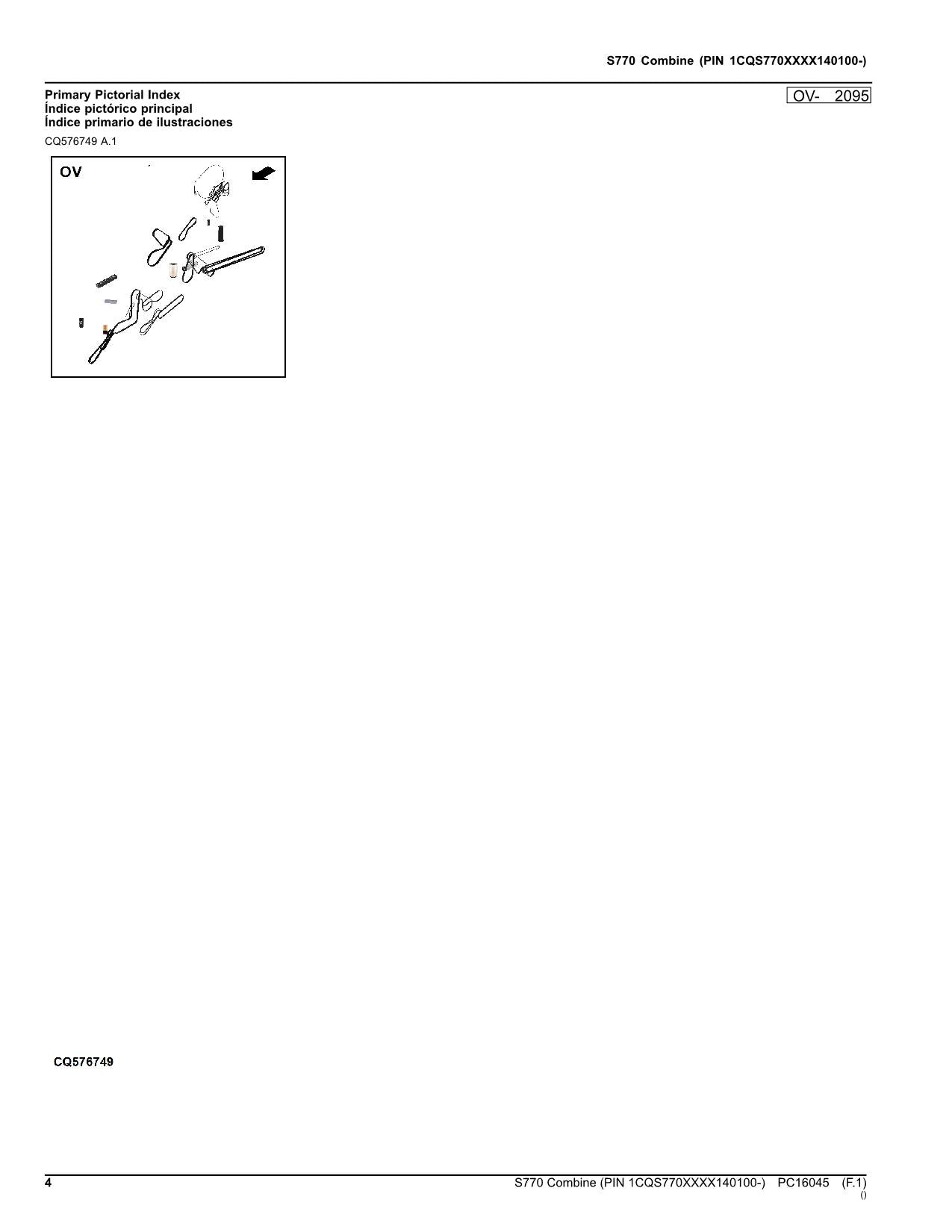 JOHN DEERE S770 MÄHDRESCHER-ERSATZTEILKATALOGHANDBUCH Nr. 10