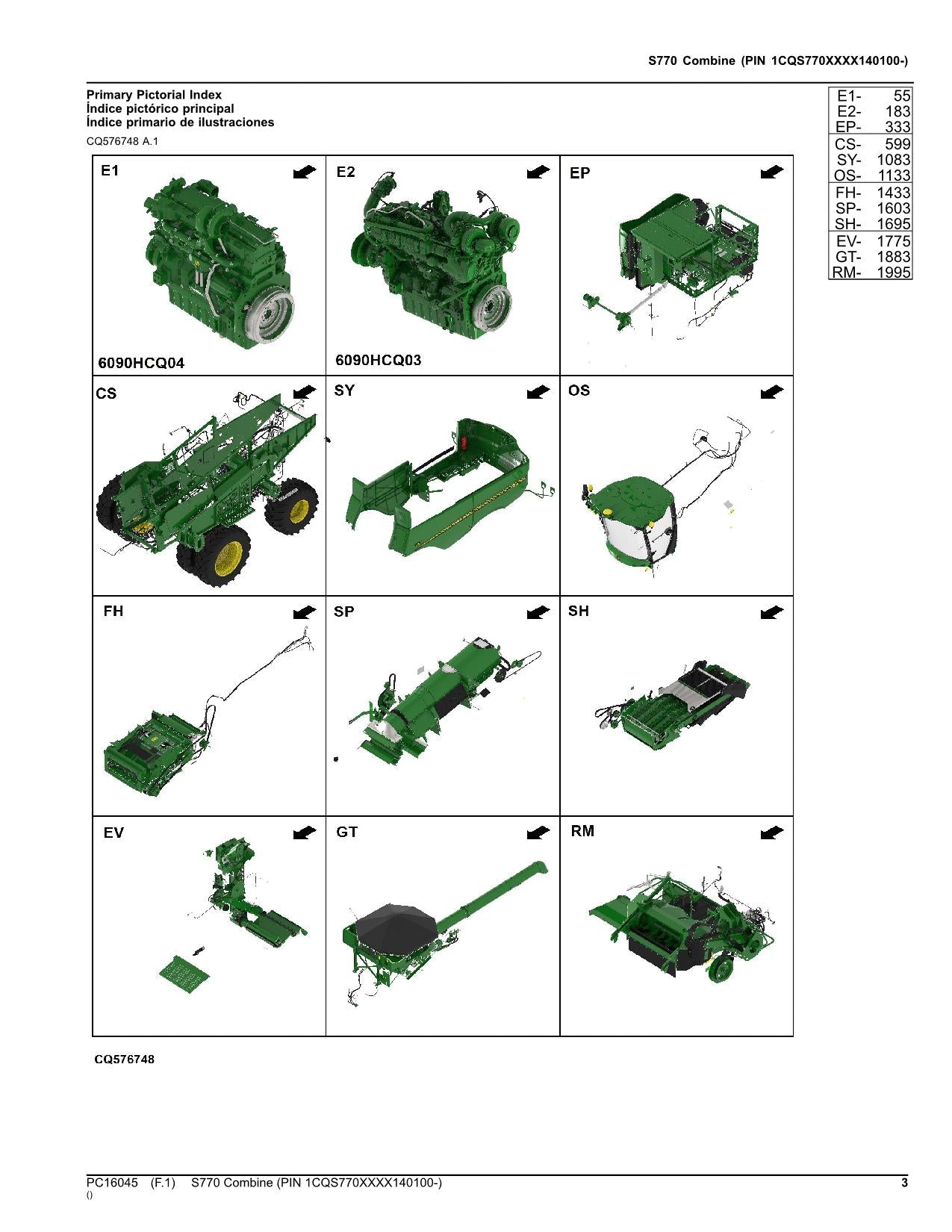 JOHN DEERE S770 MÄHDRESCHER-ERSATZTEILKATALOGHANDBUCH Nr. 10