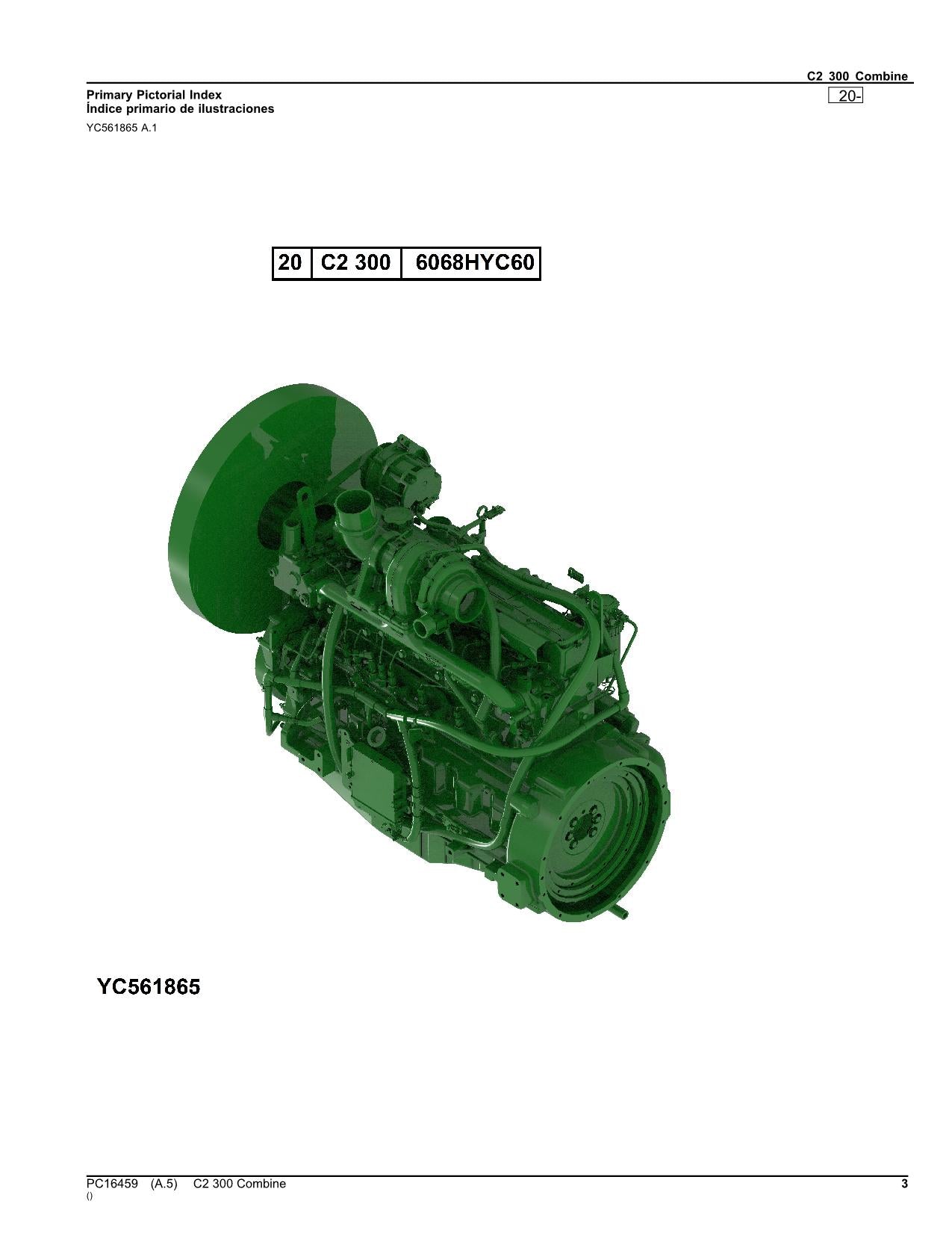 JOHN DEERE C2 300 COMBINE PARTS CATALOG MANUAL