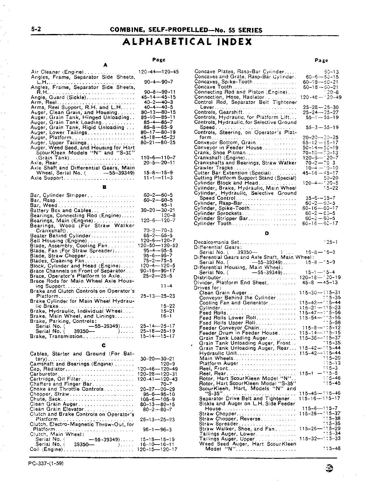 MANUEL DU CATALOGUE DES PIÈCES DE LA MOISSONNEUSE-BATTEUSE JOHN DEERE 55 #1