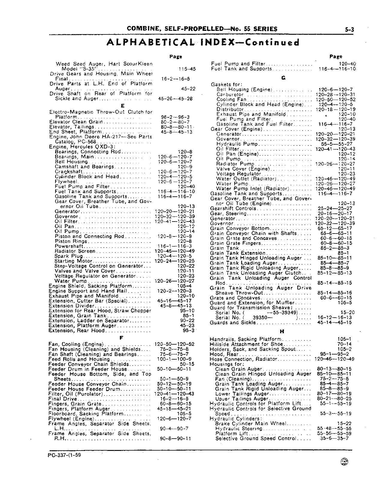 MANUEL DU CATALOGUE DES PIÈCES DE LA MOISSONNEUSE-BATTEUSE JOHN DEERE 55 #1