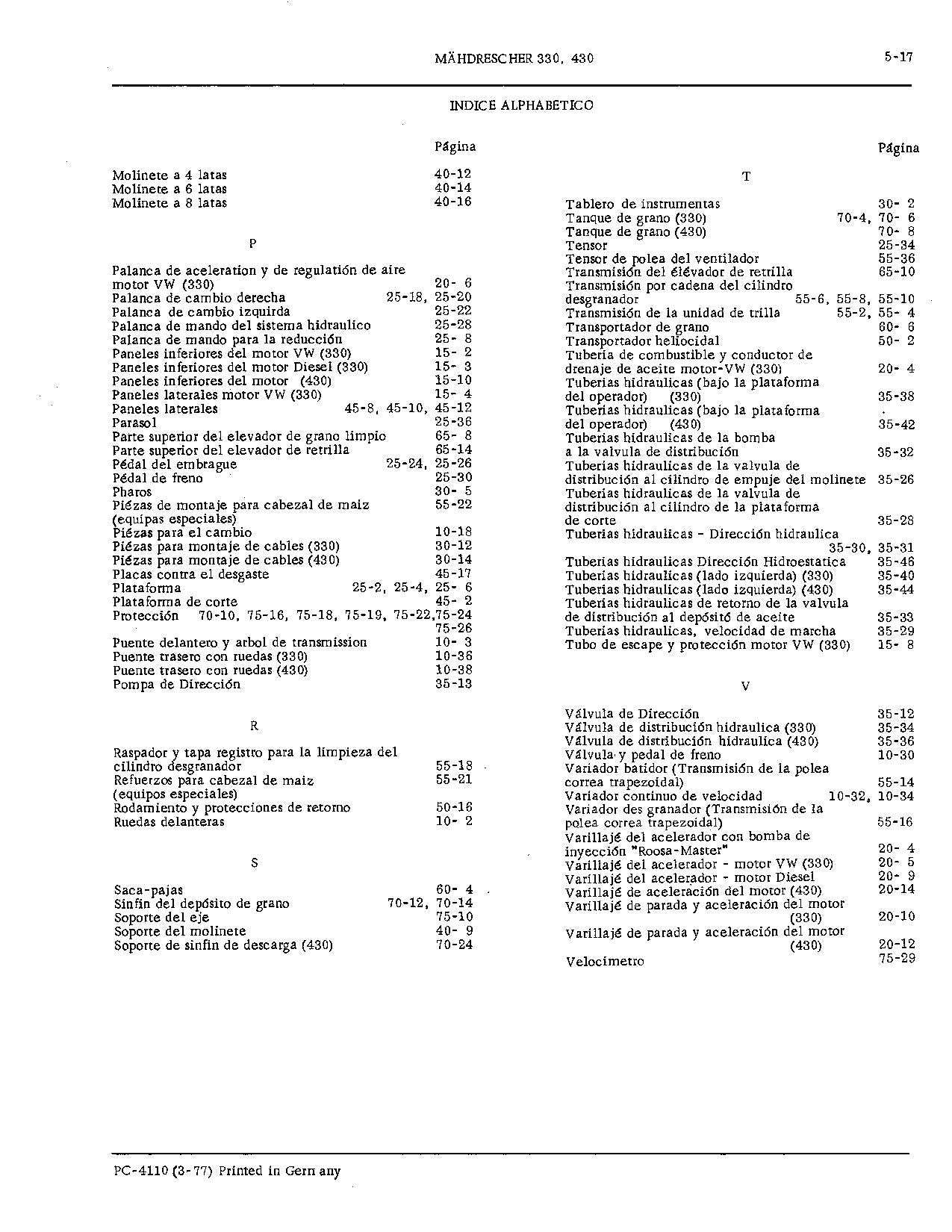 MANUEL DU CATALOGUE DES PIÈCES DE RECHANGE POUR MOISSONNEUSES-BATTEUSES JOHN DEERE 330, 430