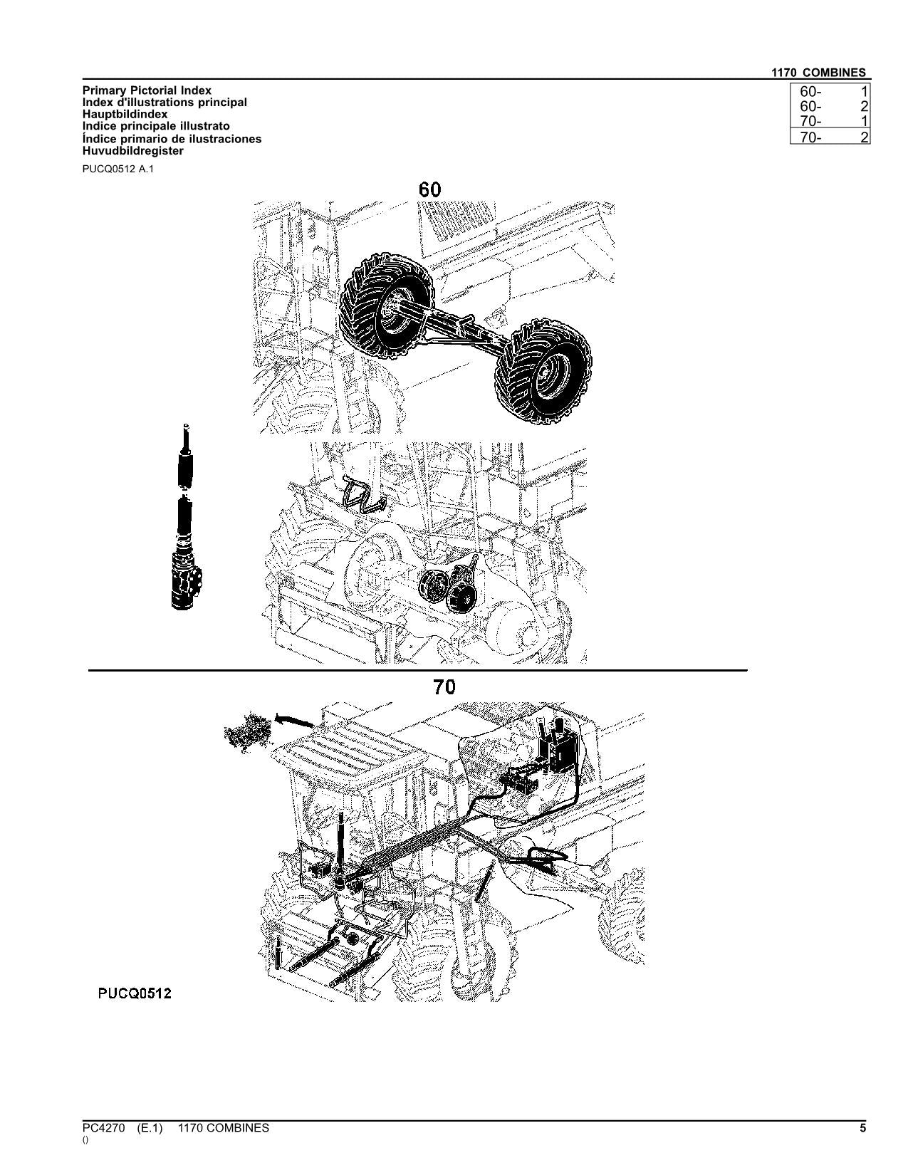 JOHN DEERE 1170 COMBINE PARTS CATALOG MANUAL