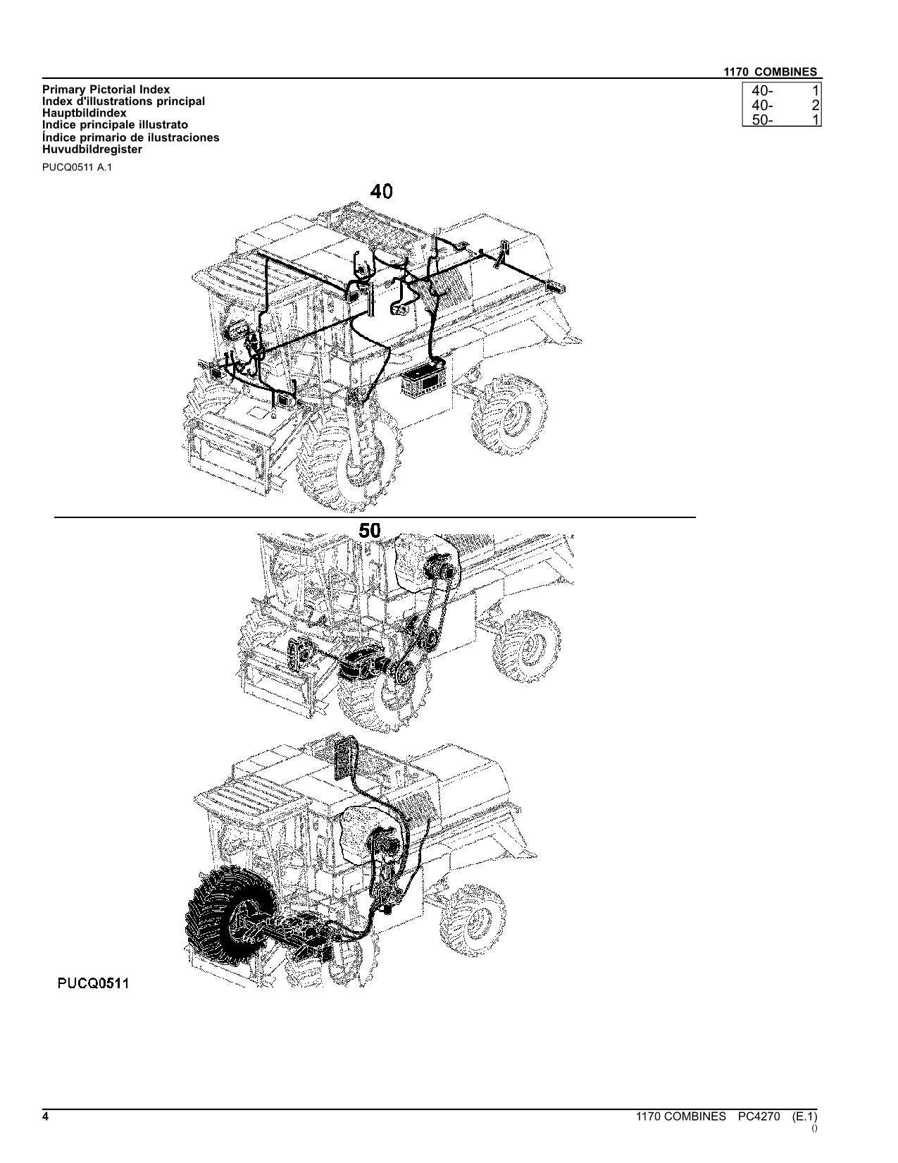 JOHN DEERE 1170 COMBINE PARTS CATALOG MANUAL