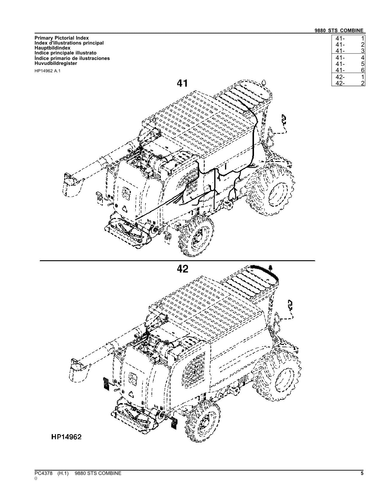 JOHN DEERE 9880 STS COMBINE PARTS CATALOG MANUAL