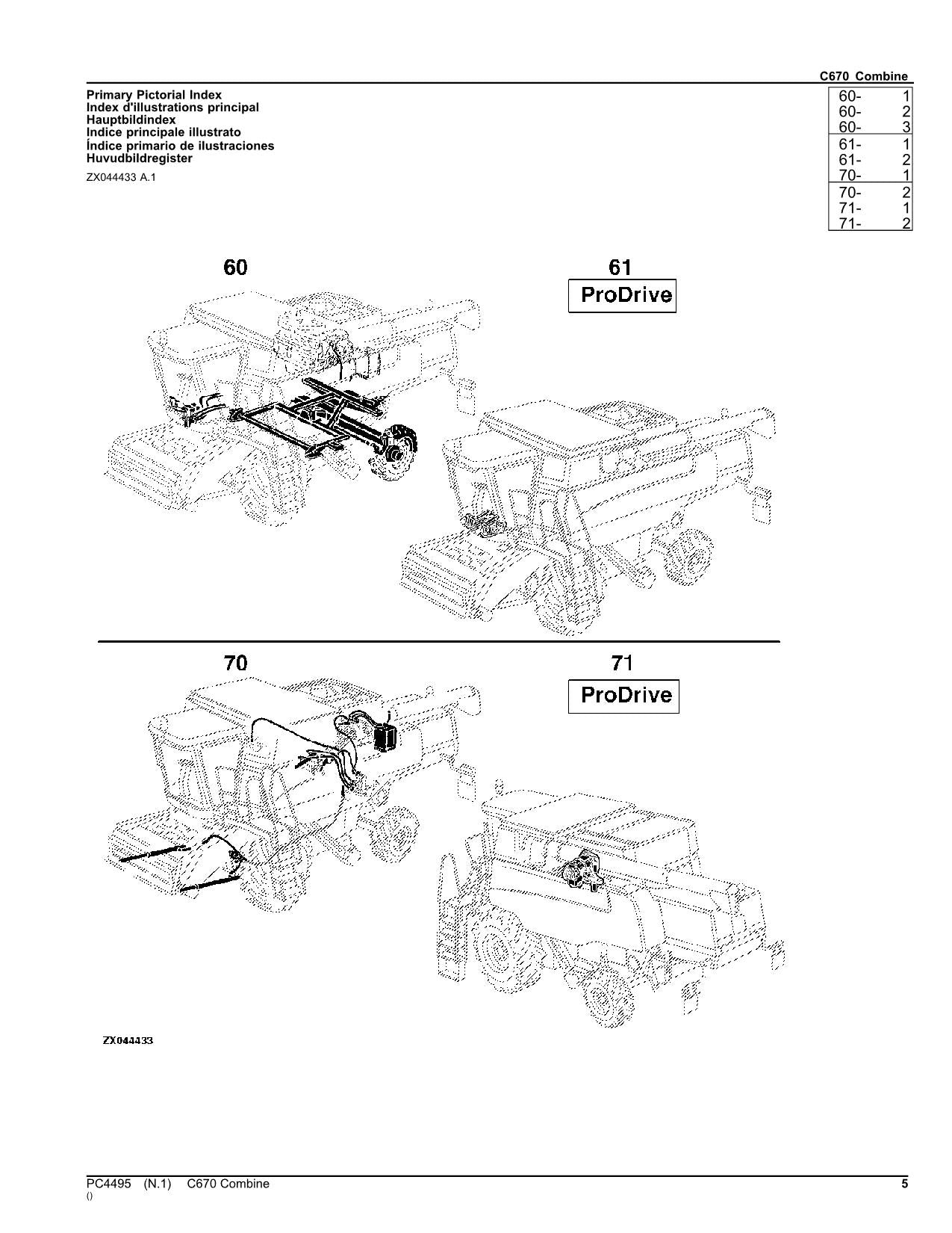 JOHN DEERE C670 COMBINE PARTS CATALOG MANUAL