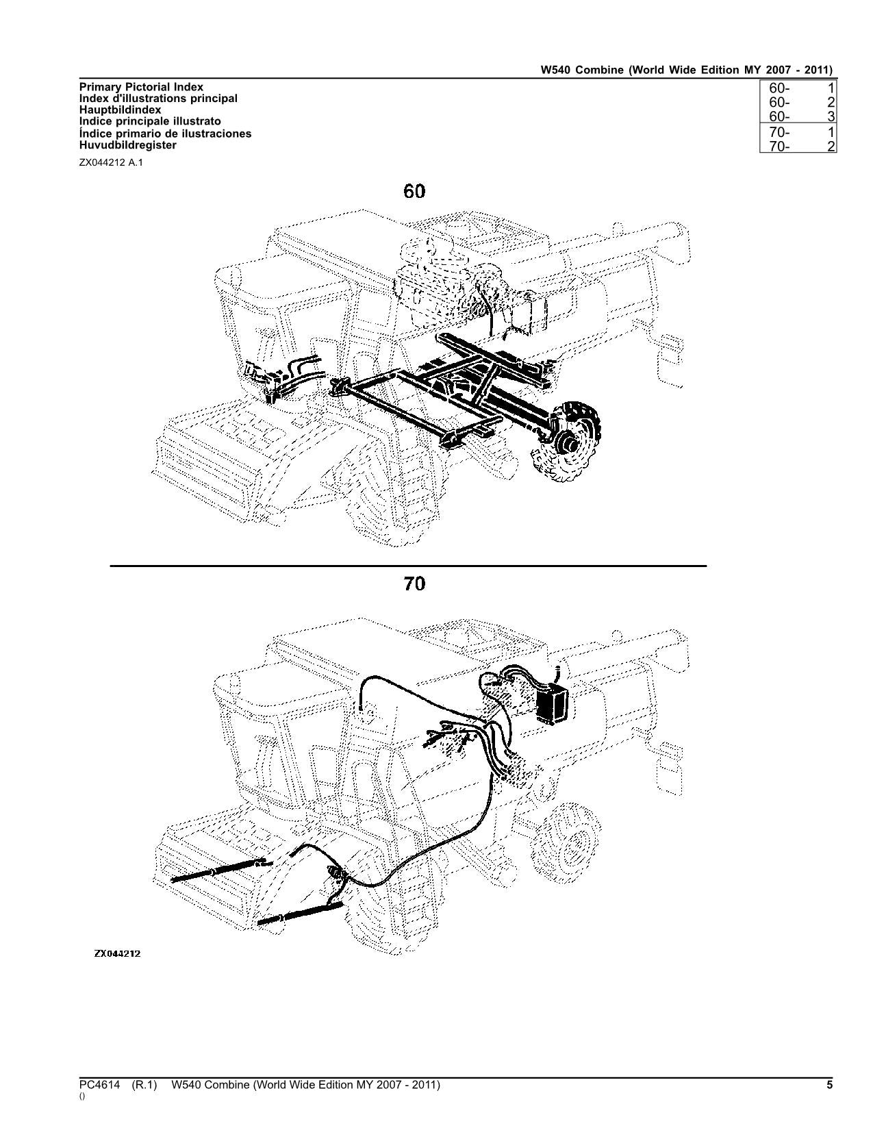 JOHN DEERE W540 COMBINE PARTS CATALOG MANUAL MY2007- 2011