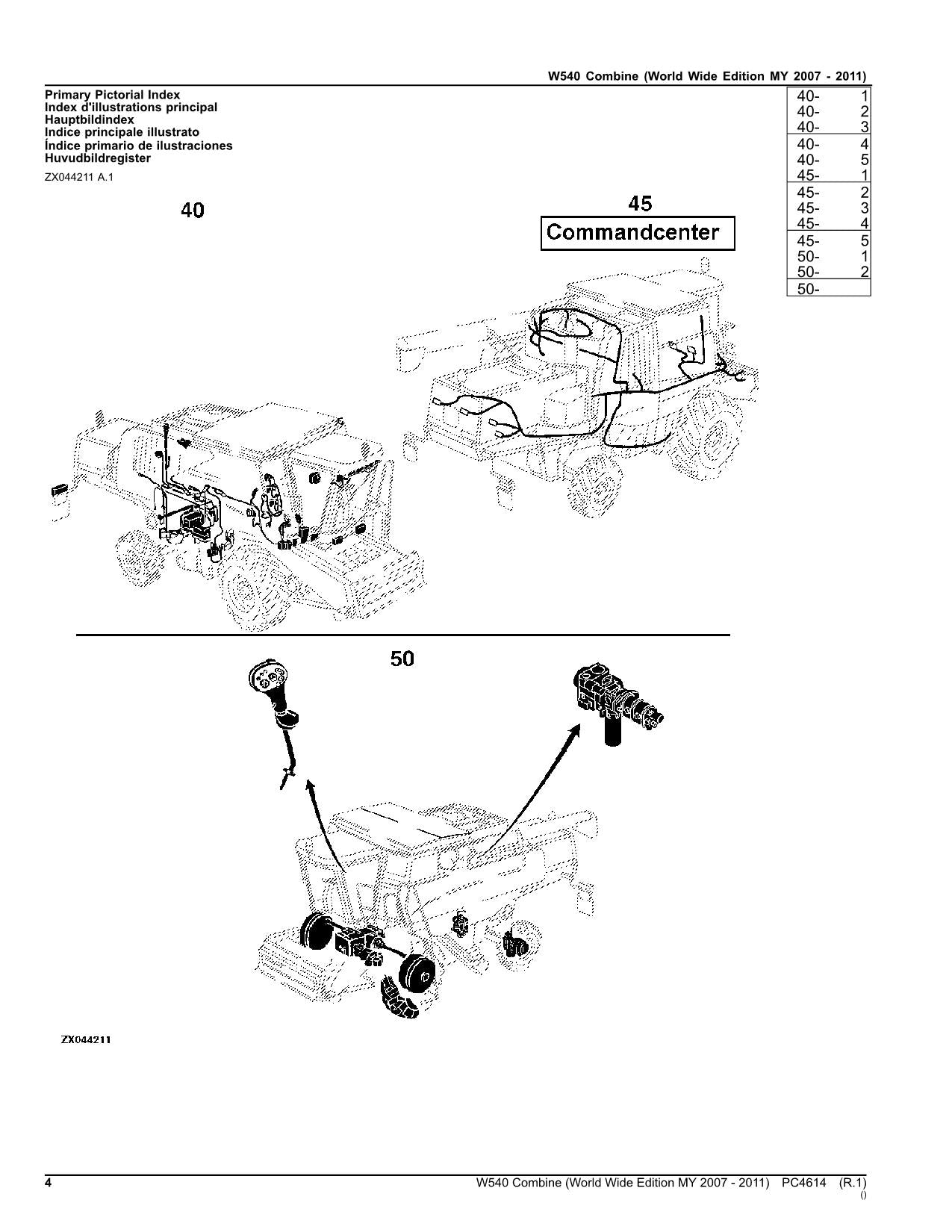 JOHN DEERE W540 COMBINE PARTS CATALOG MANUAL MY2007- 2011