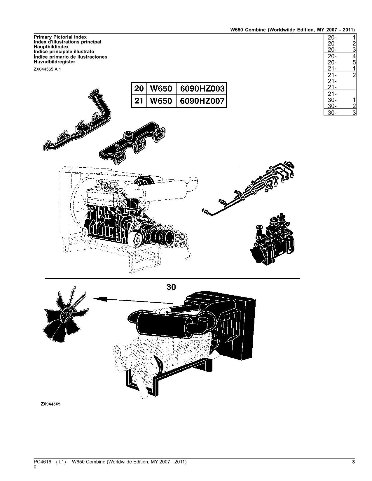 MANUEL DU CATALOGUE DES PIÈCES DE LA MOISSONNEUSE-BATTEUSE JOHN DEERE W650 #7