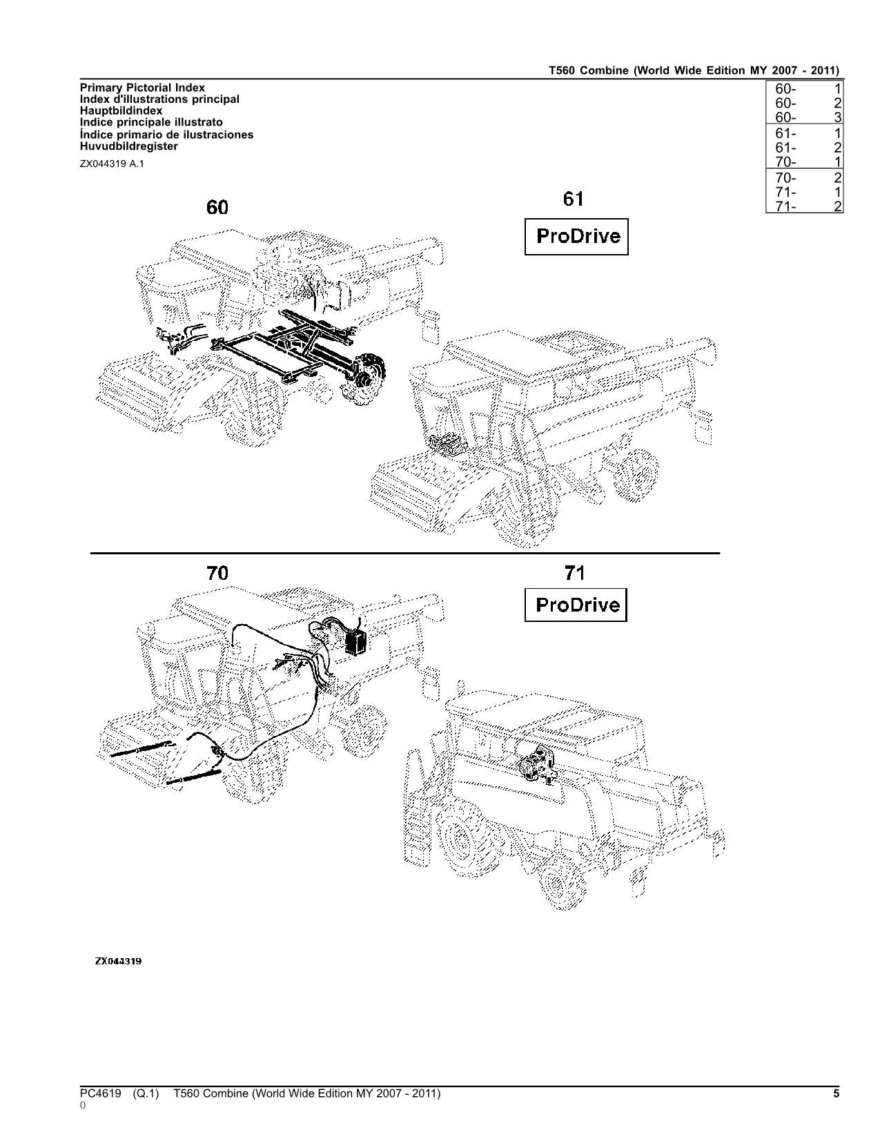 JOHN DEERE T560 COMBINE PARTS CATALOG MANUAL #6