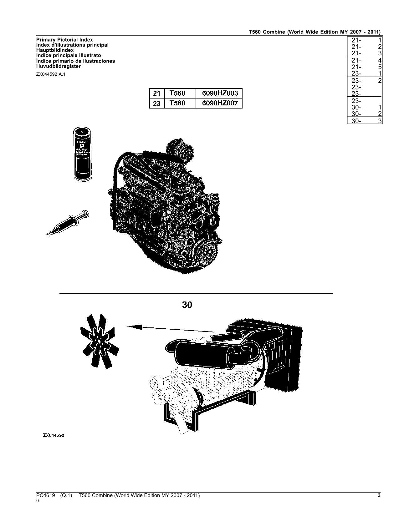 JOHN DEERE T560 COMBINE PARTS CATALOG MANUAL #6