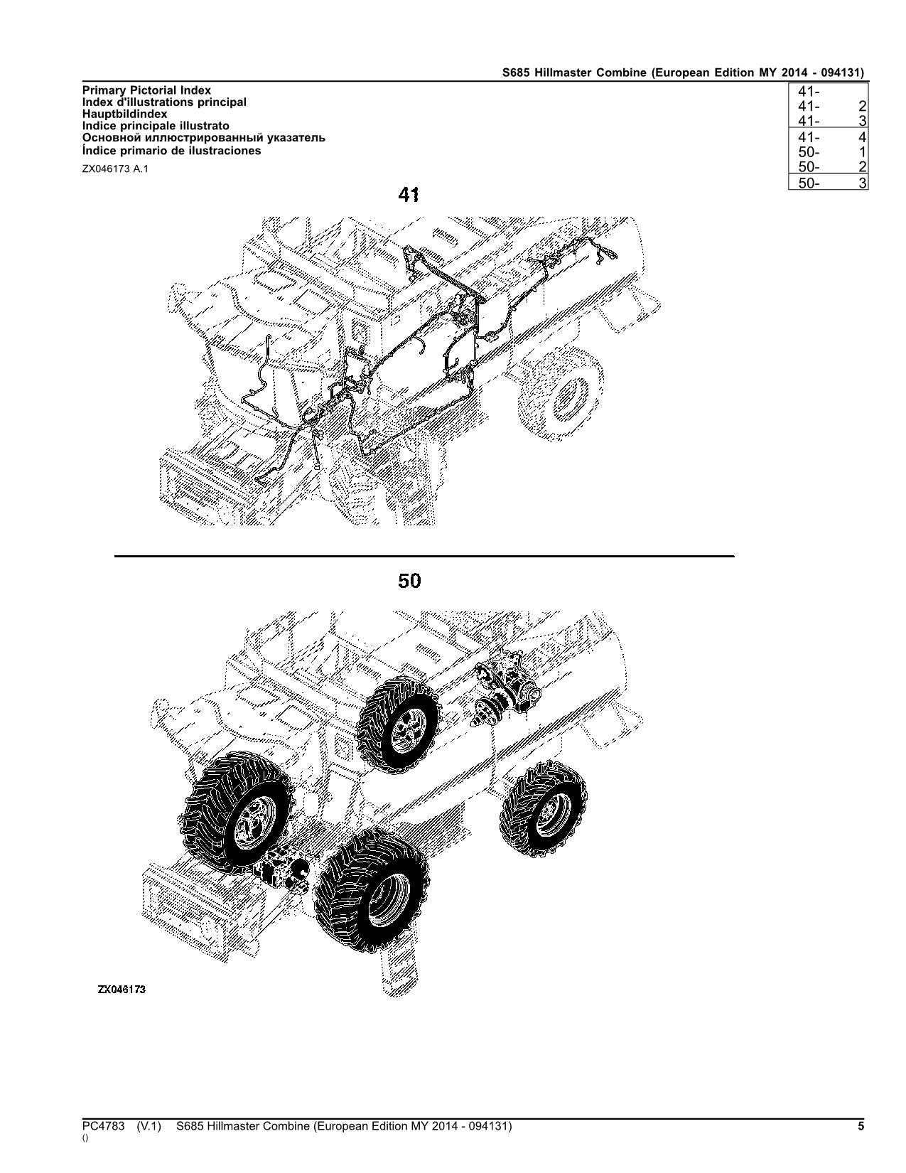 JOHN DEERE S685 COMBINE PARTS CATALOG MANUAL #3