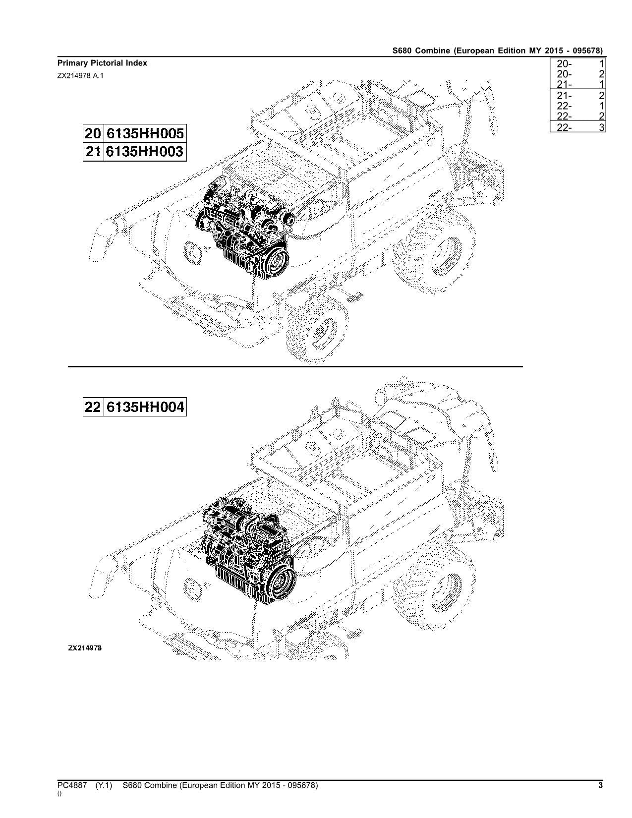 JOHN DEERE S680 COMBINE PARTS CATALOG MANUAL #9