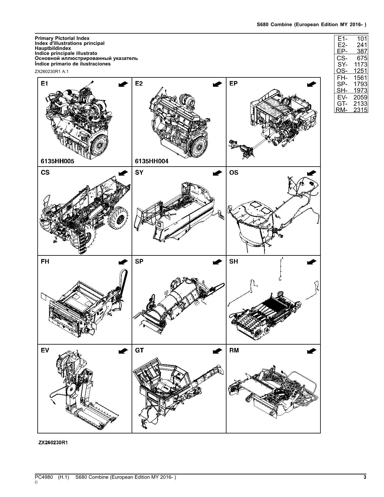 JOHN DEERE S680 COMBINE PARTS CATALOG MANUAL #10