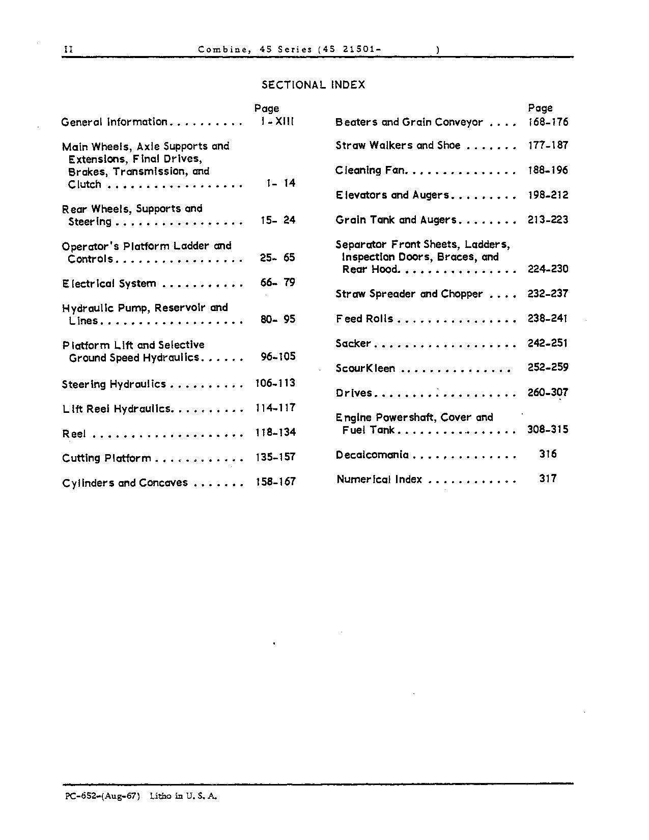 JOHN DEERE 45 COMBINE PARTS CATALOG MANUAL #2