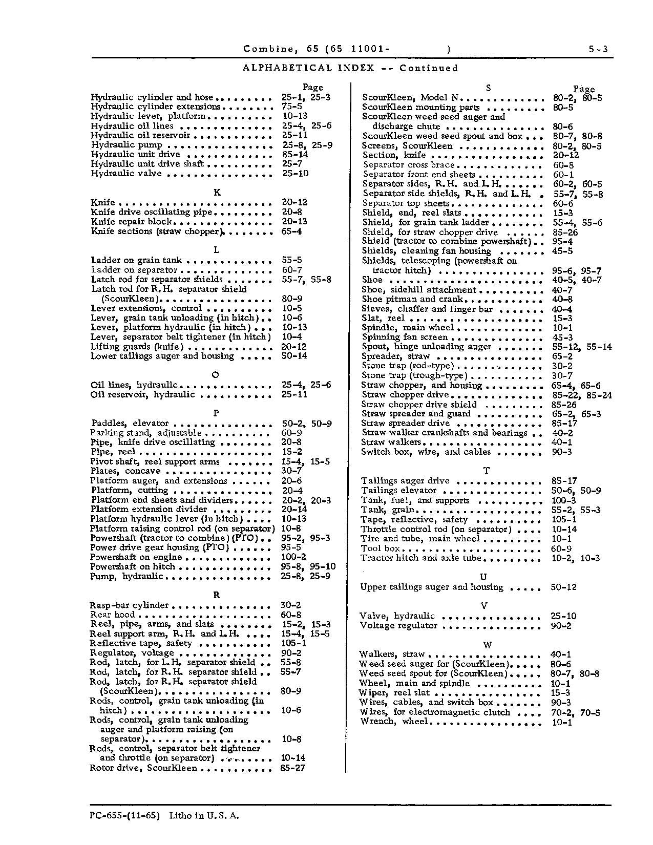 MANUEL DU CATALOGUE DES PIÈCES DE LA MOISSONNEUSE-BATTEUSE JOHN DEERE 65 #2