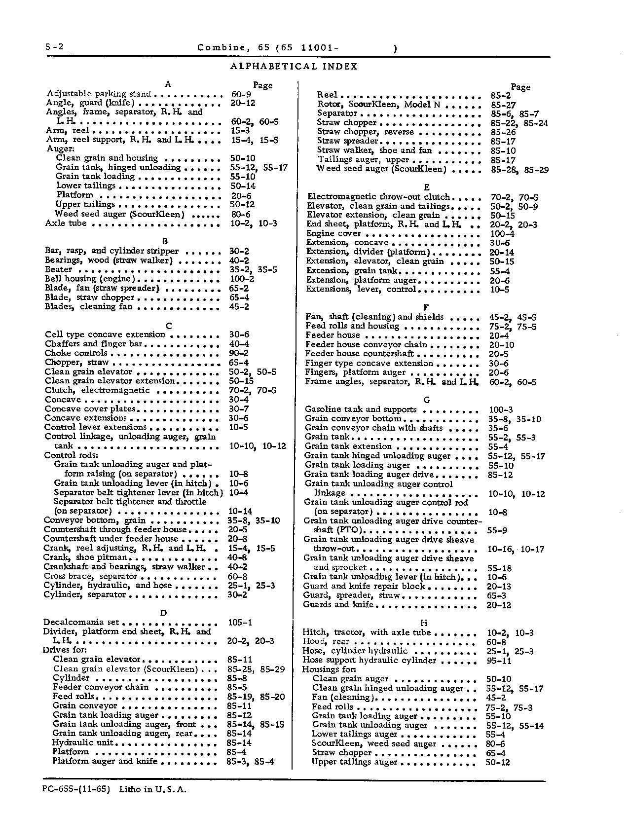 JOHN DEERE 65 MÄHDRESCHER-ERSATZTEILKATALOGHANDBUCH Nr. 2