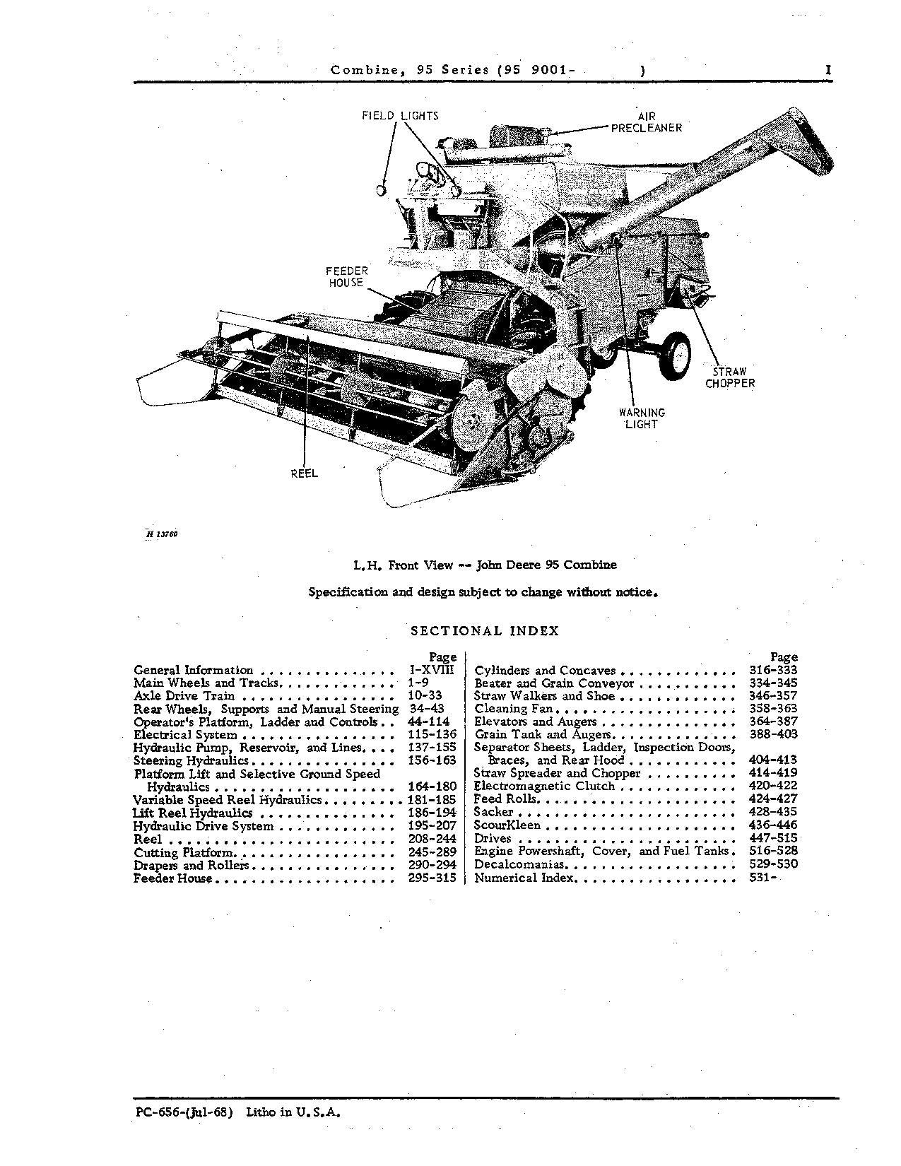 JOHN DEERE 95 MÄHDRESCHER-ERSATZTEILKATALOGHANDBUCH Nr. 2