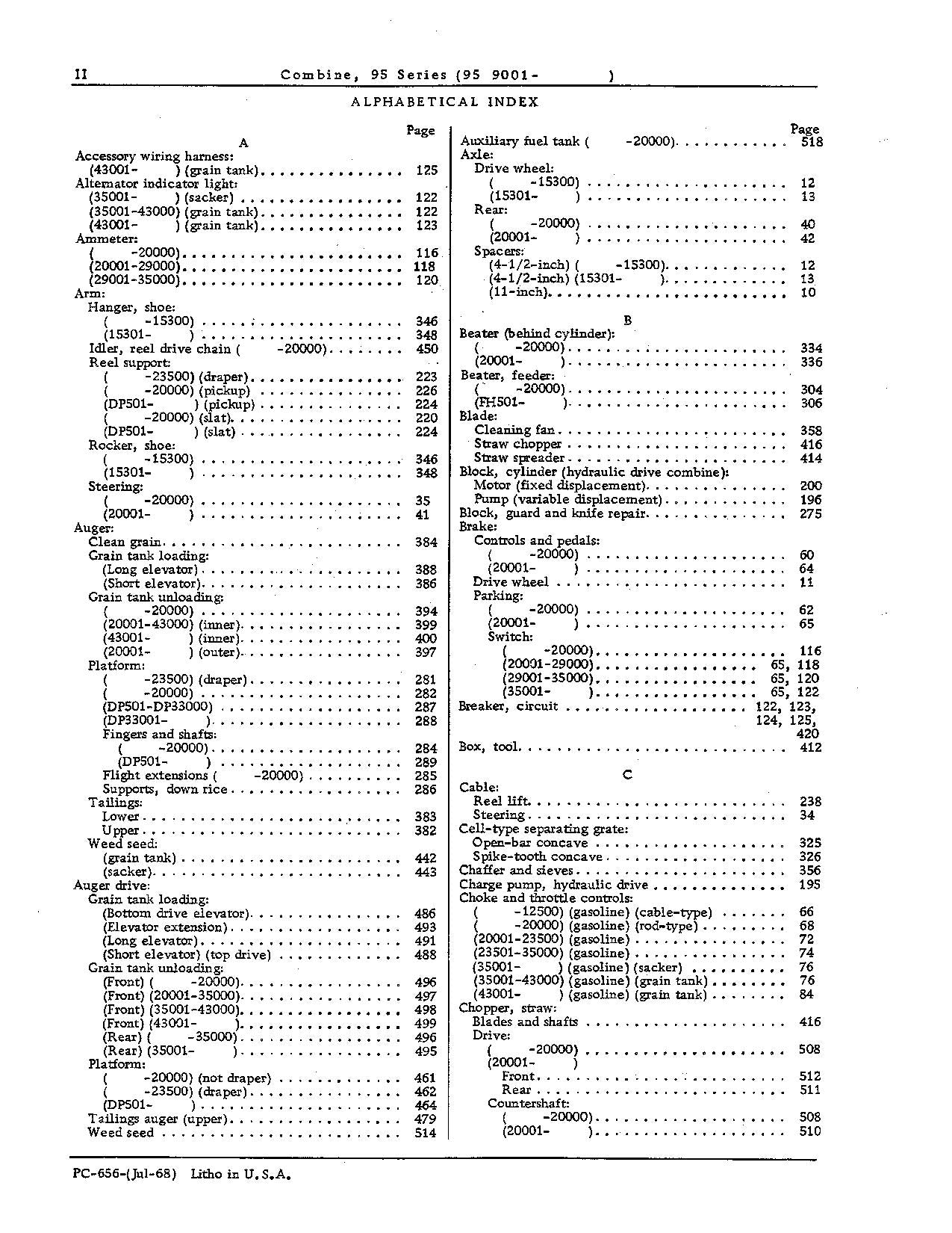 MANUEL DU CATALOGUE DES PIÈCES DE LA MOISSONNEUSE-BATTEUSE JOHN DEERE 95 #2