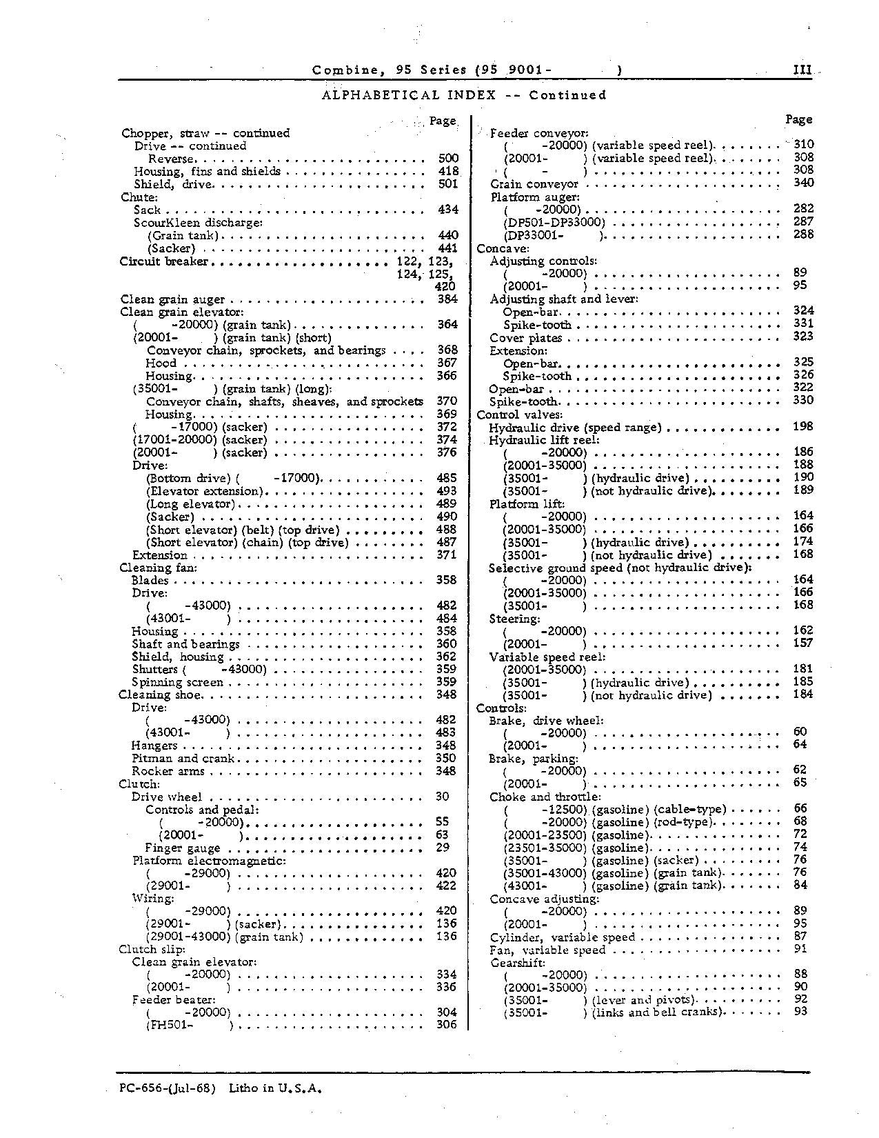 MANUEL DU CATALOGUE DES PIÈCES DE LA MOISSONNEUSE-BATTEUSE JOHN DEERE 95 #2