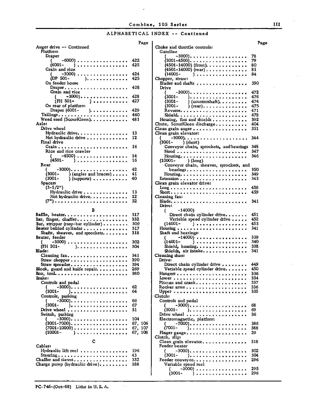 MANUEL DU CATALOGUE DES PIÈCES DE LA MOISSONNEUSE-BATTEUSE JOHN DEERE 105