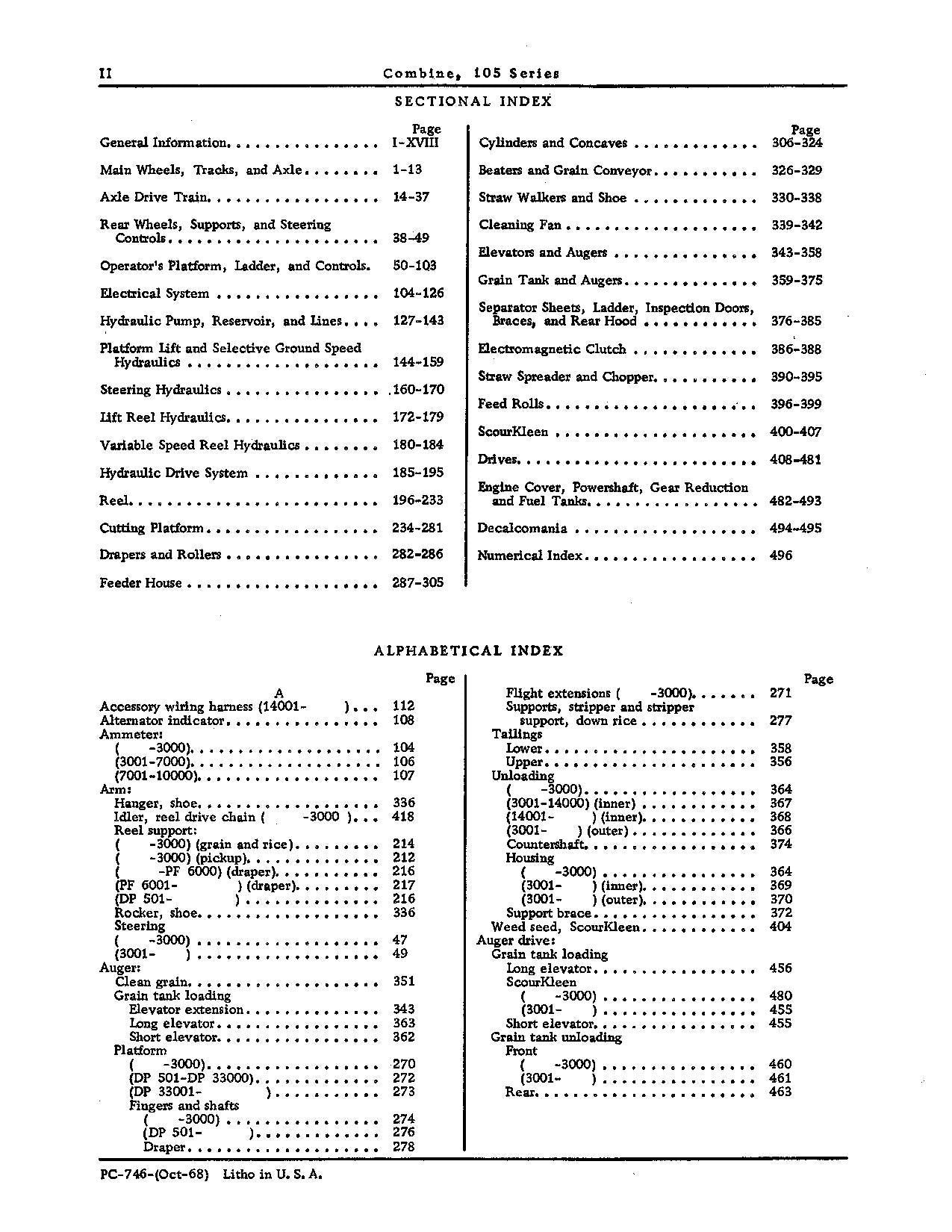 MANUEL DU CATALOGUE DES PIÈCES DE LA MOISSONNEUSE-BATTEUSE JOHN DEERE 105