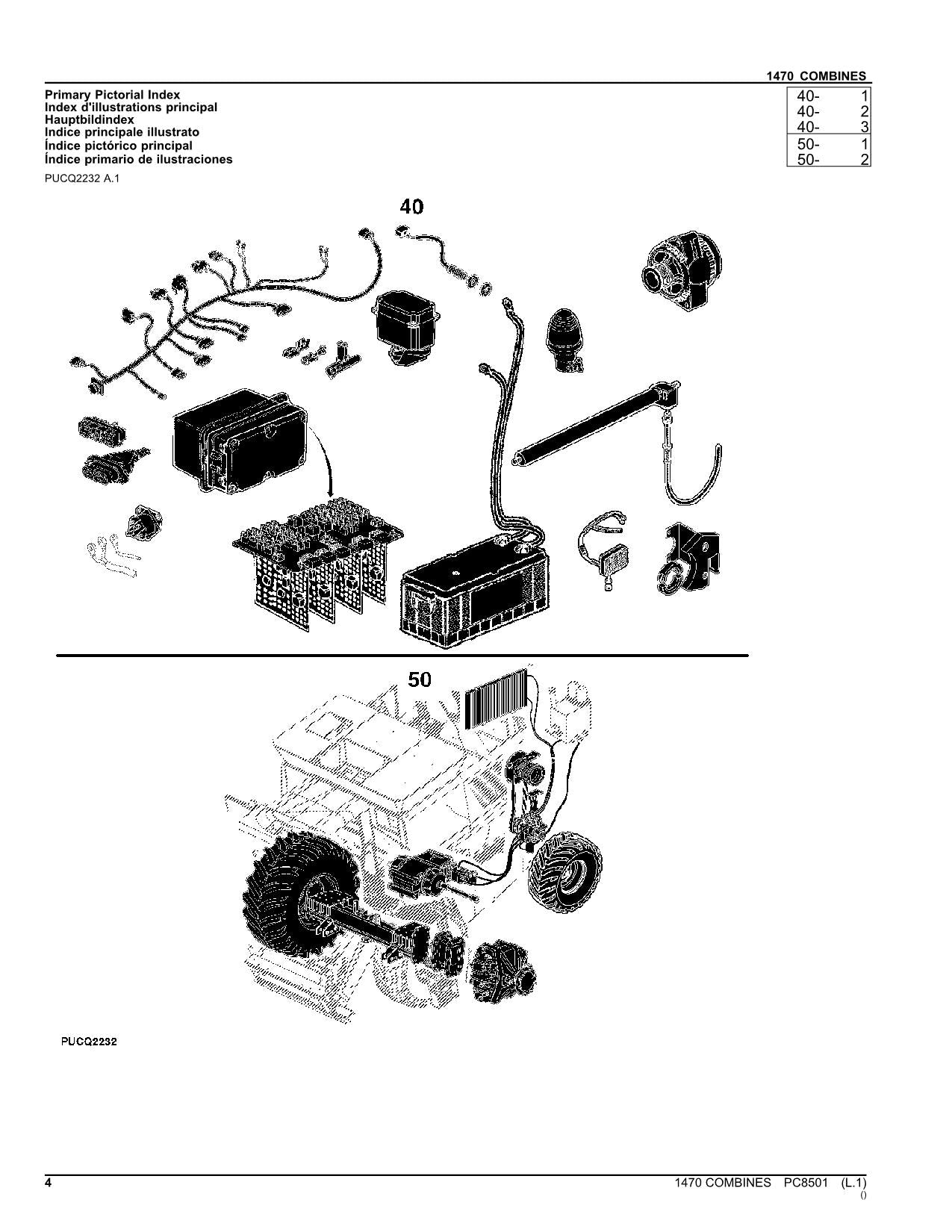 JOHN DEERE 1470 COMBINE PARTS CATALOG MANUAL #1