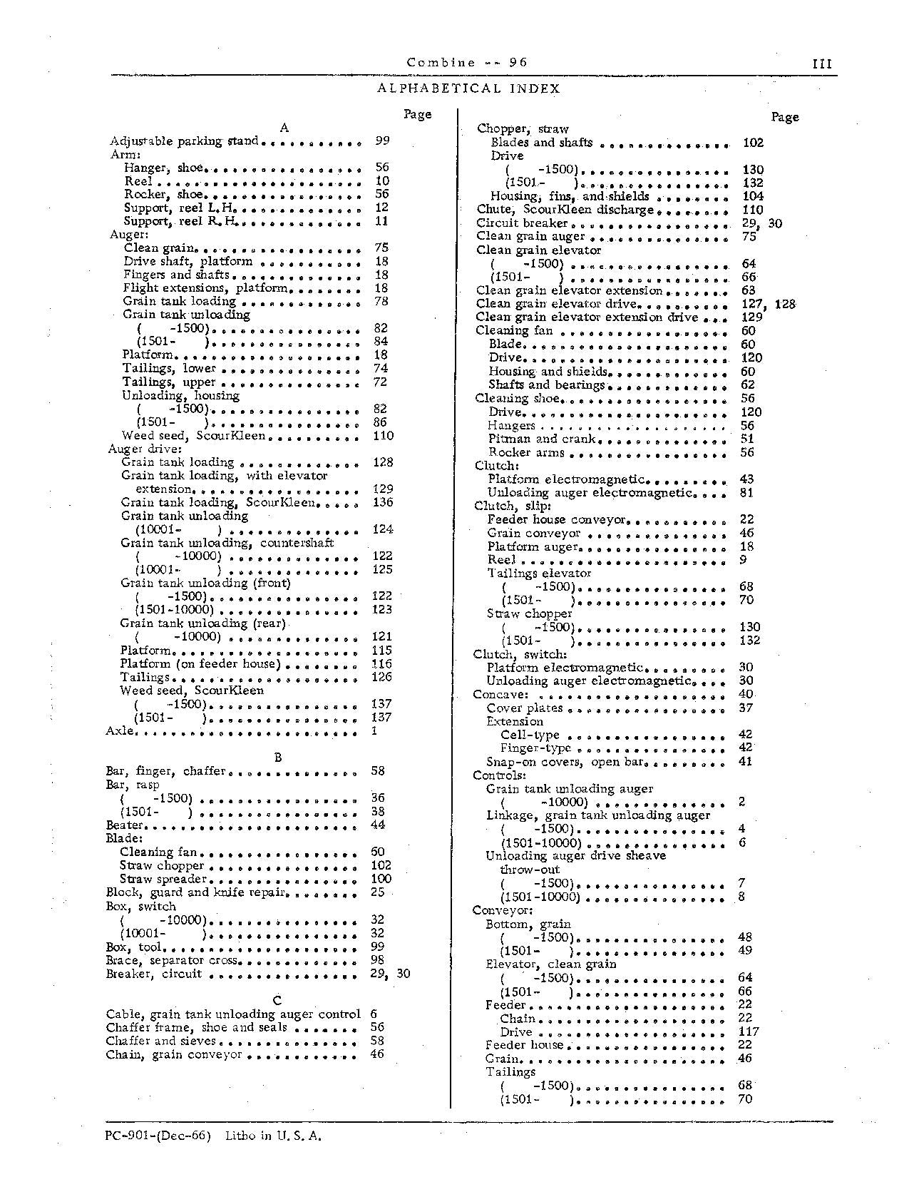 MANUEL DU CATALOGUE DES PIÈCES DE LA MOISSONNEUSE-BATTEUSE JOHN DEERE 96