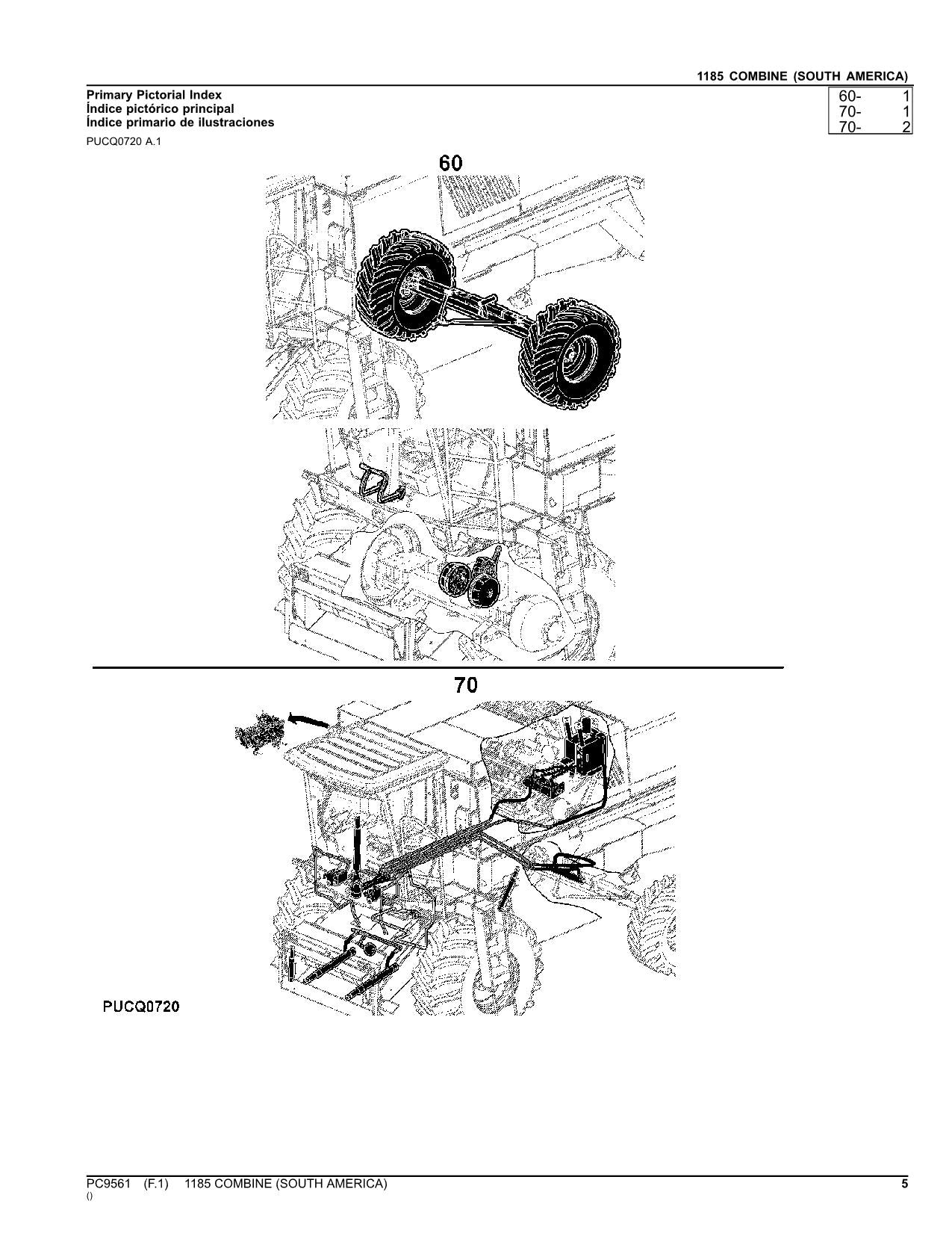 JOHN DEERE 1185 COMBINE PARTS CATALOG MANUAL