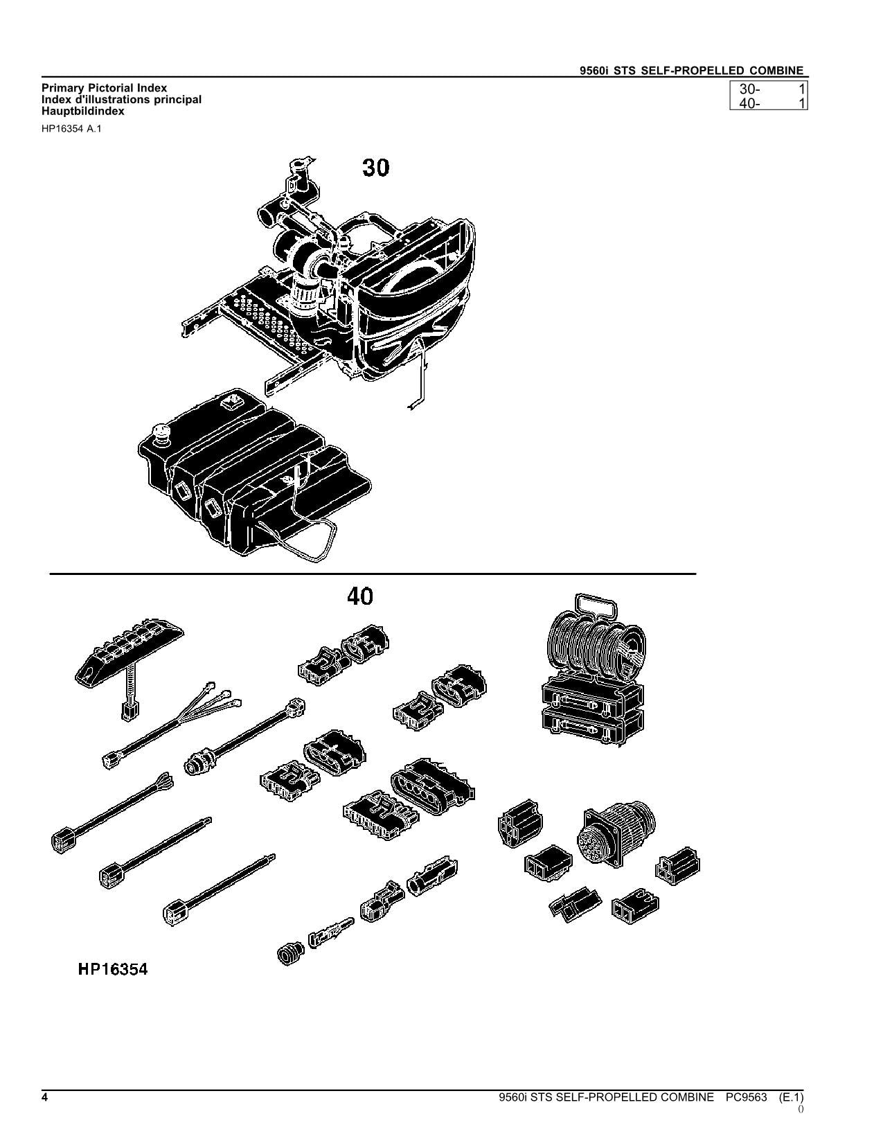 JOHN DEERE 9560I STS COMBINE PARTS CATALOG MANUAL