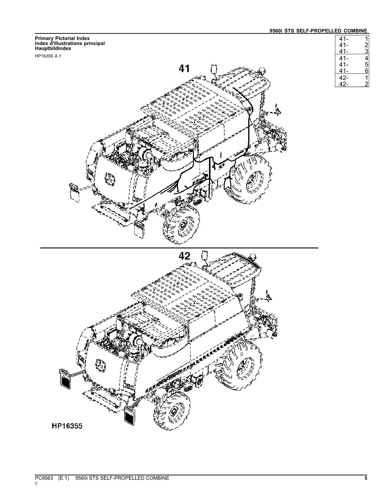 JOHN DEERE 9560I STS COMBINE PARTS CATALOG MANUAL