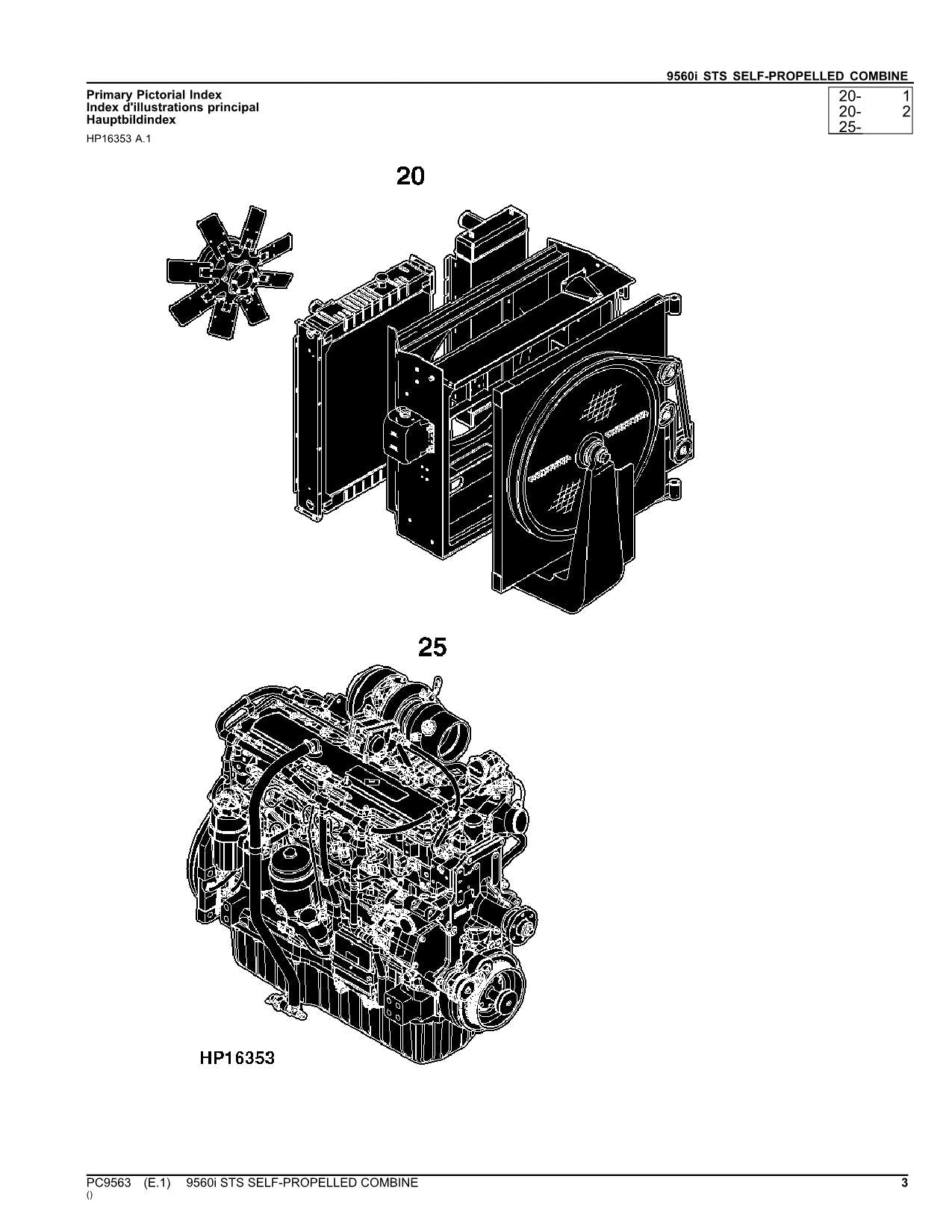 JOHN DEERE 9560I STS COMBINE PARTS CATALOG MANUAL