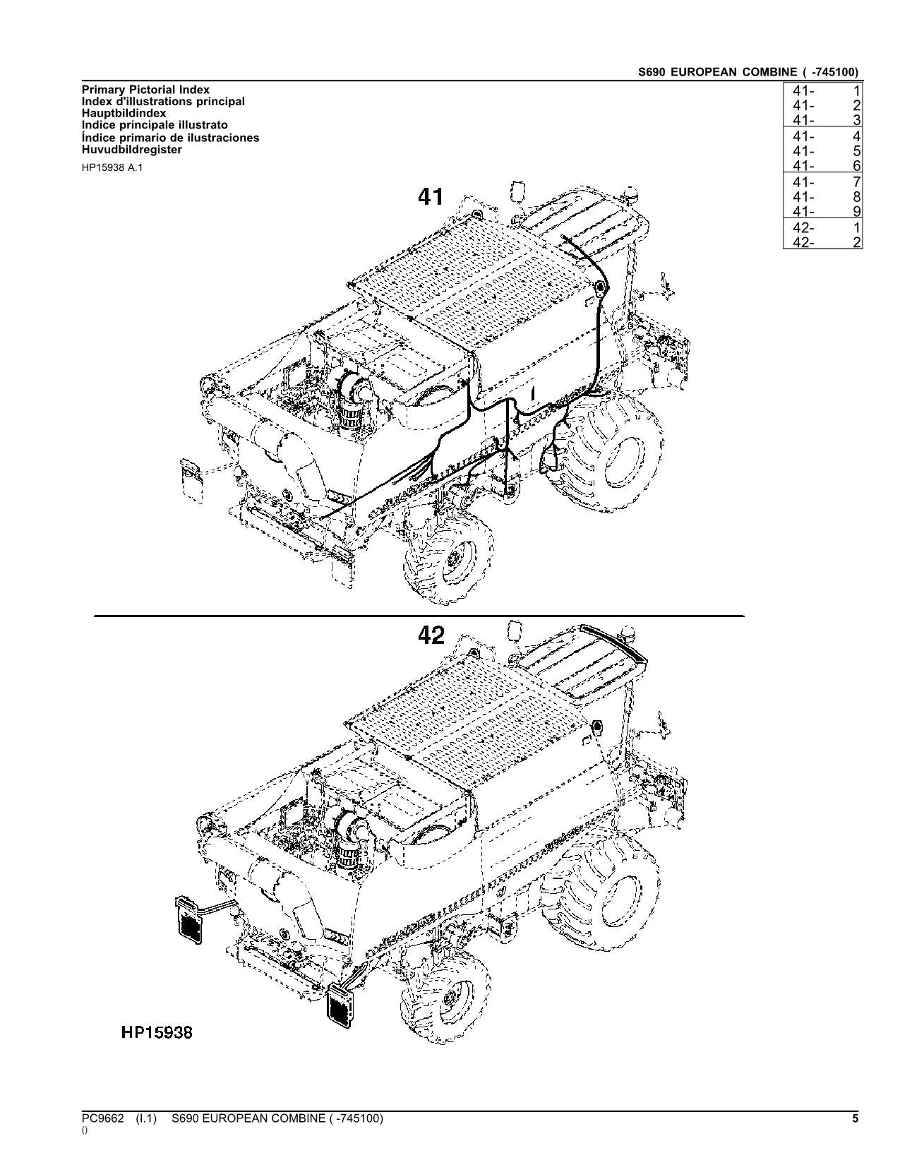 JOHN DEERE S690 COMBINE PARTS CATALOG MANUAL #12