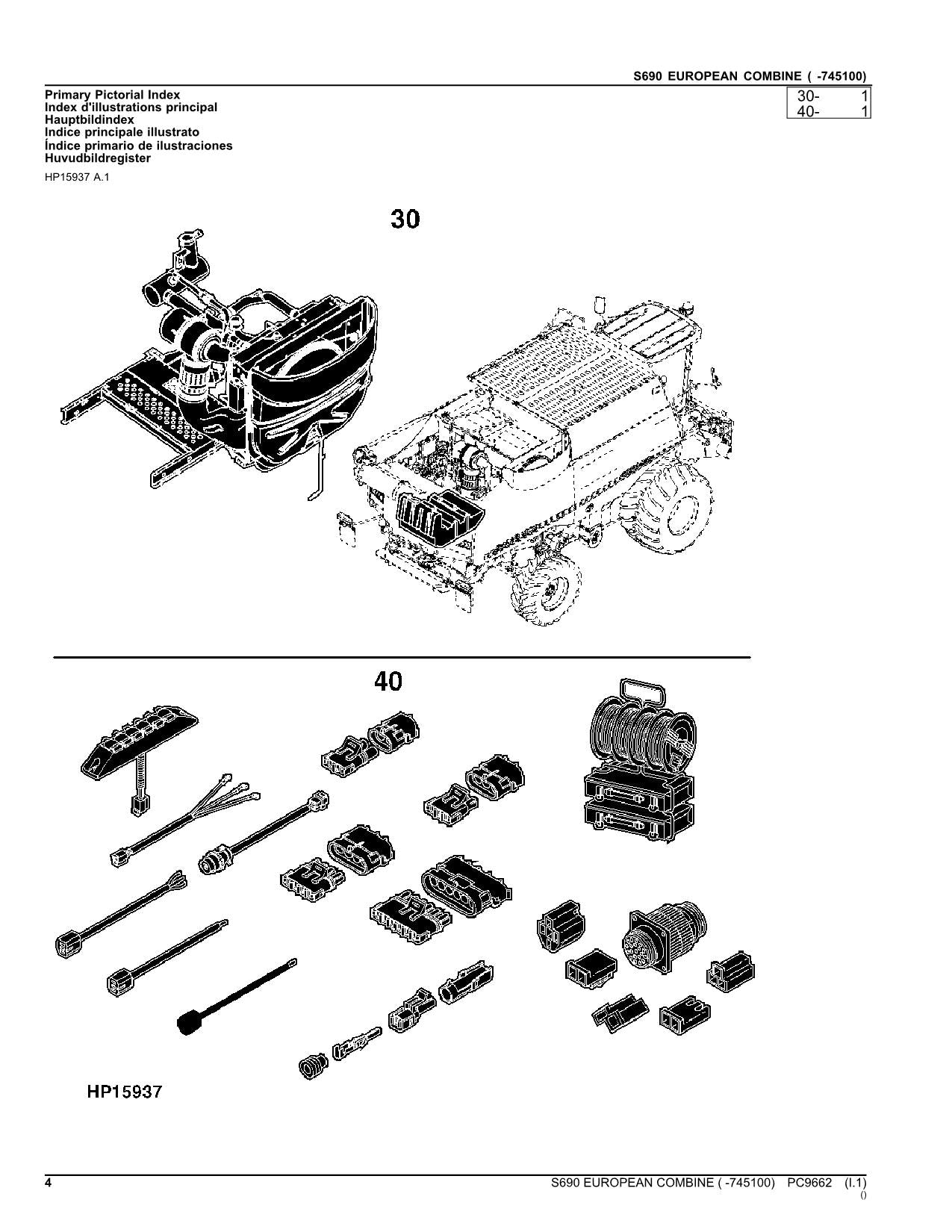 JOHN DEERE S690 COMBINE PARTS CATALOG MANUAL #12