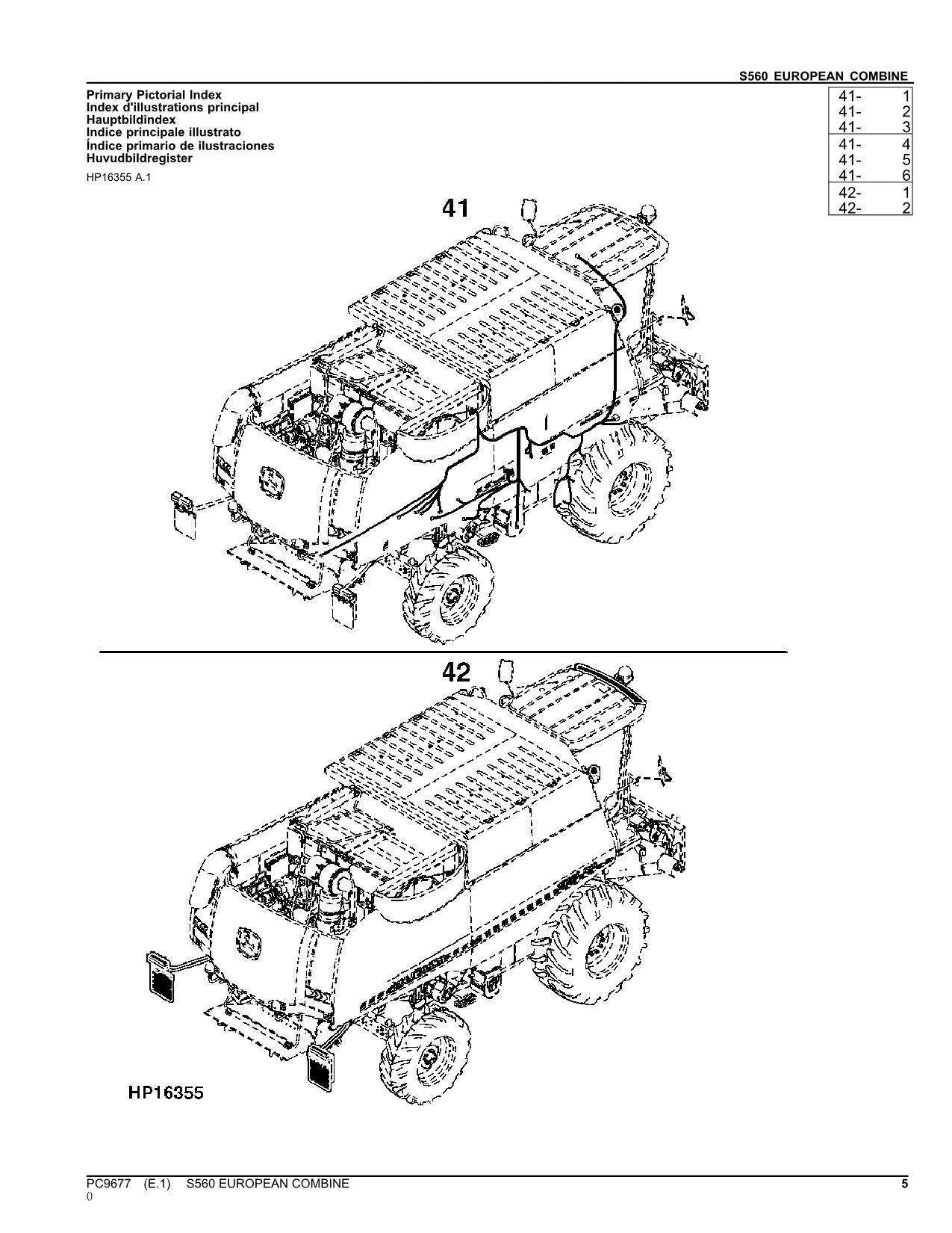 JOHN DEERE S560 COMBINE PARTS CATALOG MANUAL