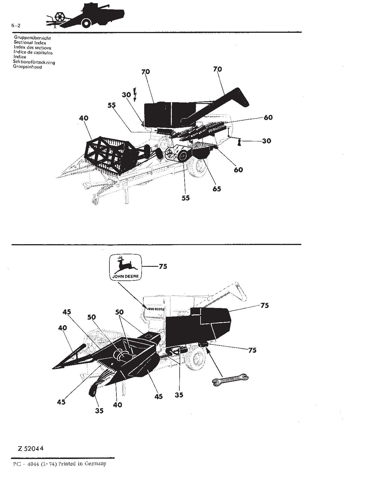 JOHN DEERE 360 COMBINE PARTS CATALOG MANUAL