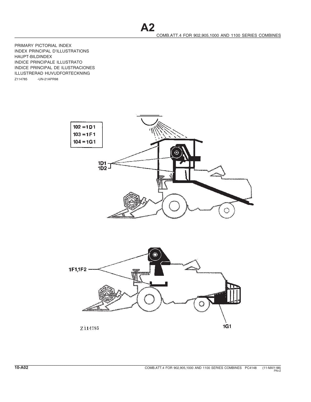 JOHN DEERE 902, 905, 1000, 1100 MÄHDRESCHER-ERSATZTEILKATALOGHANDBUCH