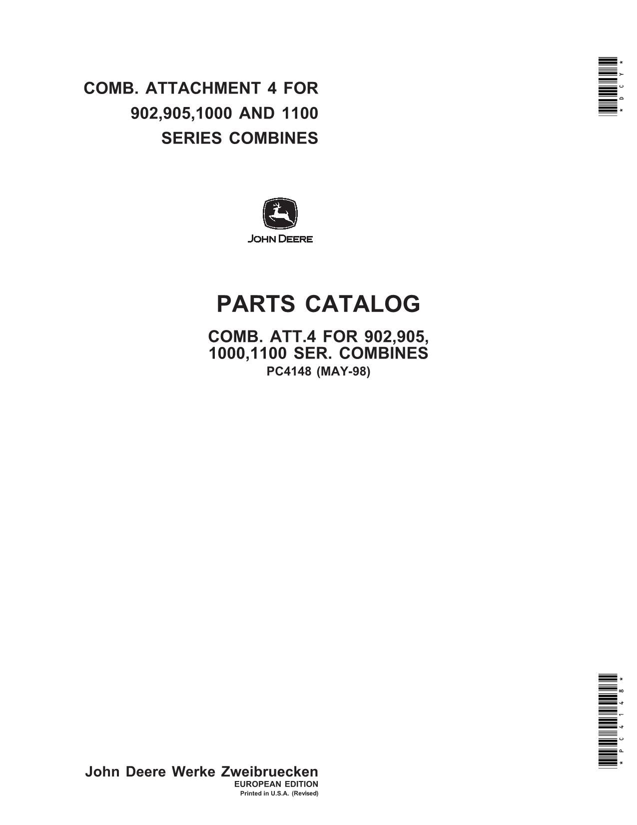 MANUEL DU CATALOGUE DES PIÈCES DE RECHANGE POUR MOISSONNEUSES-BATTEUSES JOHN DEERE 902, 905, 1000, 1100