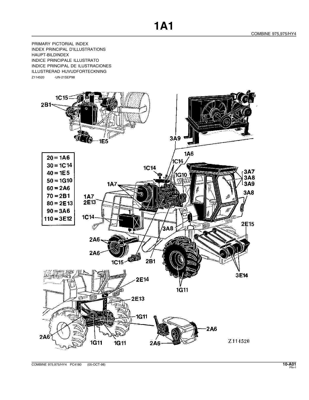 JOHN DEERE 975 COMBINE PARTS CATALOG MANUAL