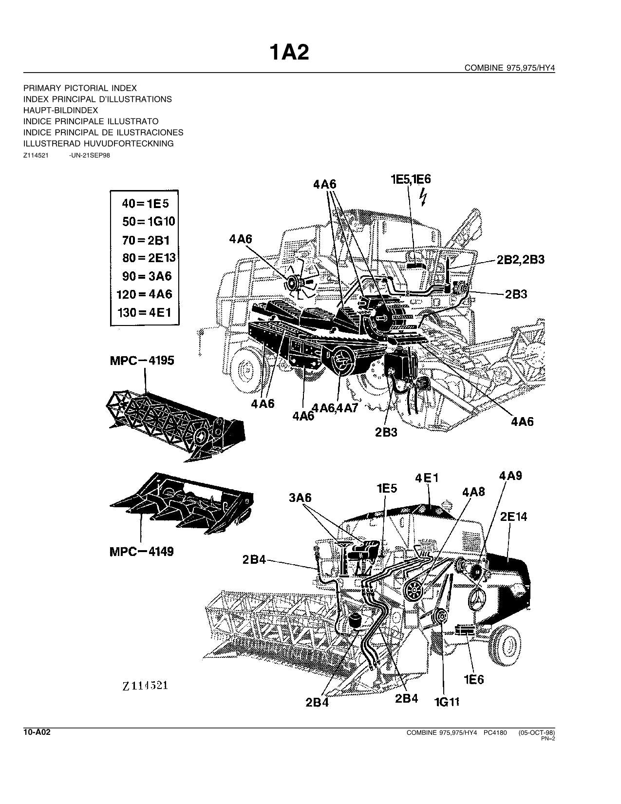 JOHN DEERE 975 COMBINE PARTS CATALOG MANUAL