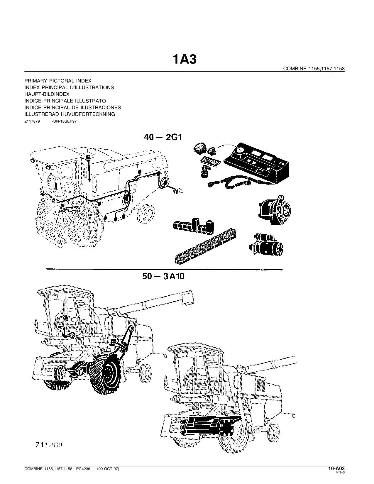 JOHN DEERE 1155 1157 1158 MÄHDRESCHER-TEILEKATALOGHANDBUCH