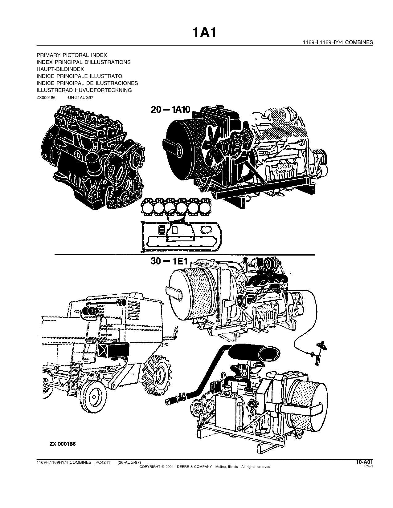 JOHN DEERE 1169 1169 Hydro COMBINE PARTS CATALOG MANUAL