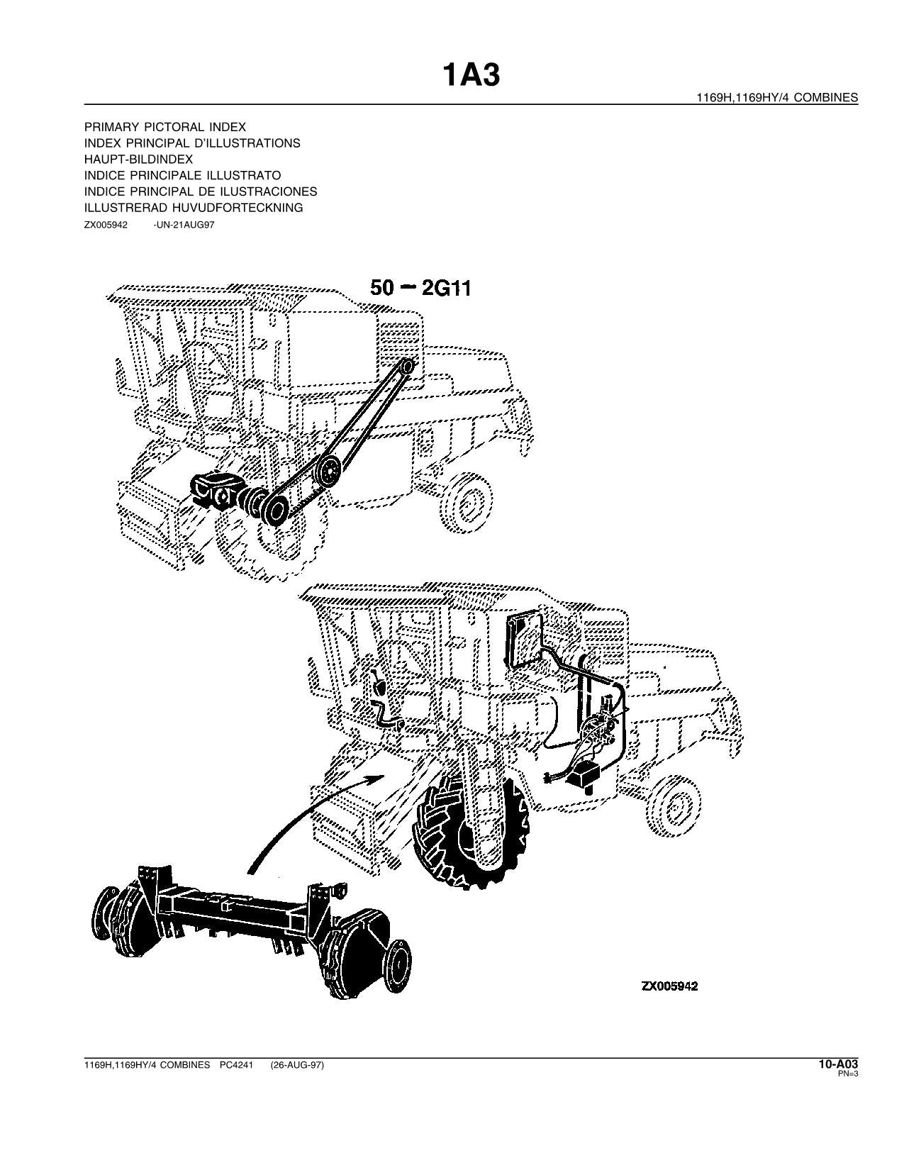 JOHN DEERE 1169 1169 Hydro COMBINE PARTS CATALOG MANUAL