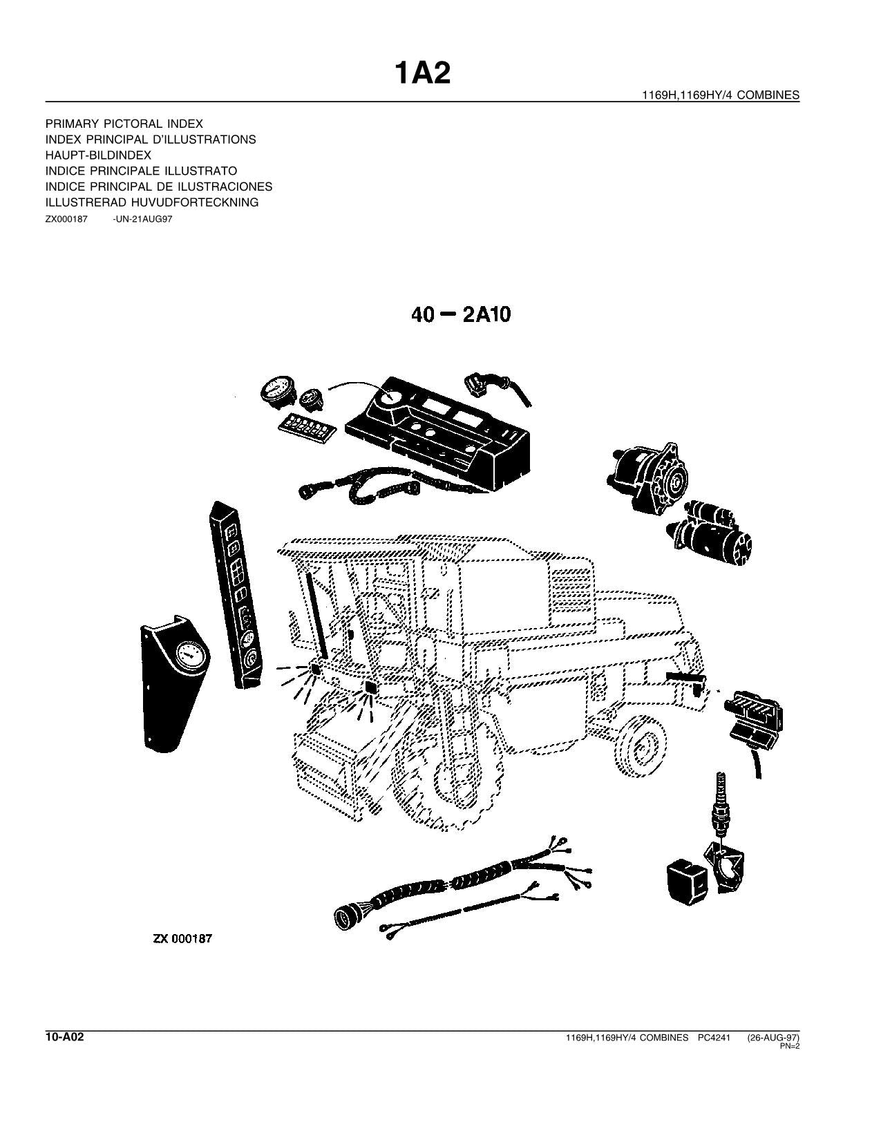 JOHN DEERE 1169 1169 Hydro COMBINE PARTS CATALOG MANUAL