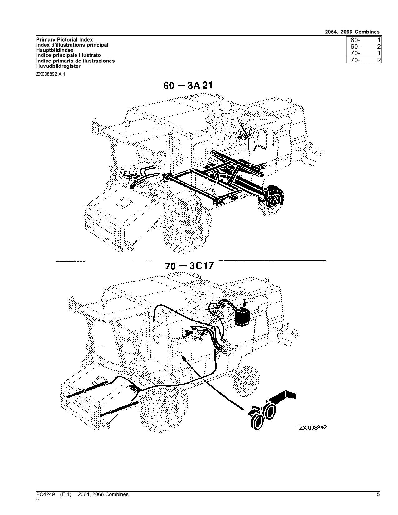 JOHN DEERE 2064 2066 COMBINE PARTS CATALOG MANUAL