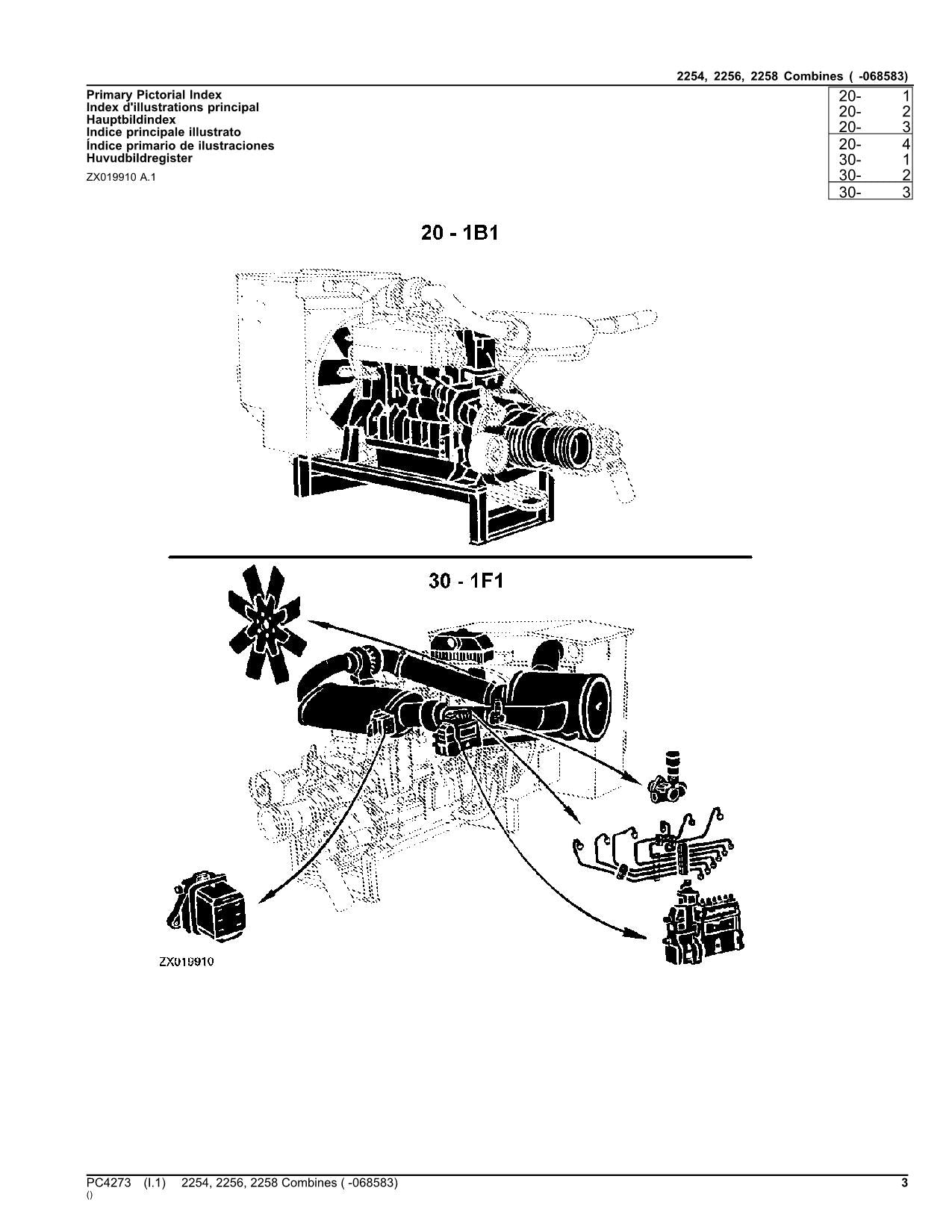 MANUEL DU CATALOGUE DES PIÈCES DE RECHANGE POUR MOISSONNEUSES-BATTEUSES JOHN DEERE 2254 2256 2258-068583 EUROPE