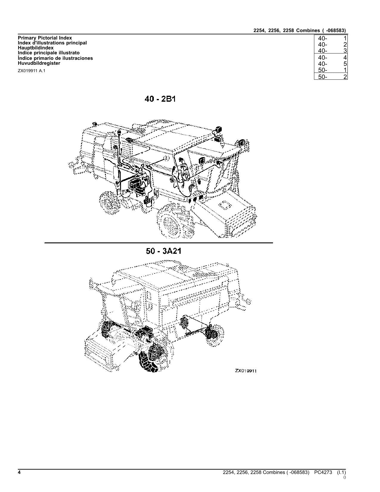 MANUEL DU CATALOGUE DES PIÈCES DE RECHANGE POUR MOISSONNEUSES-BATTEUSES JOHN DEERE 2254 2256 2258-068583 EUROPE