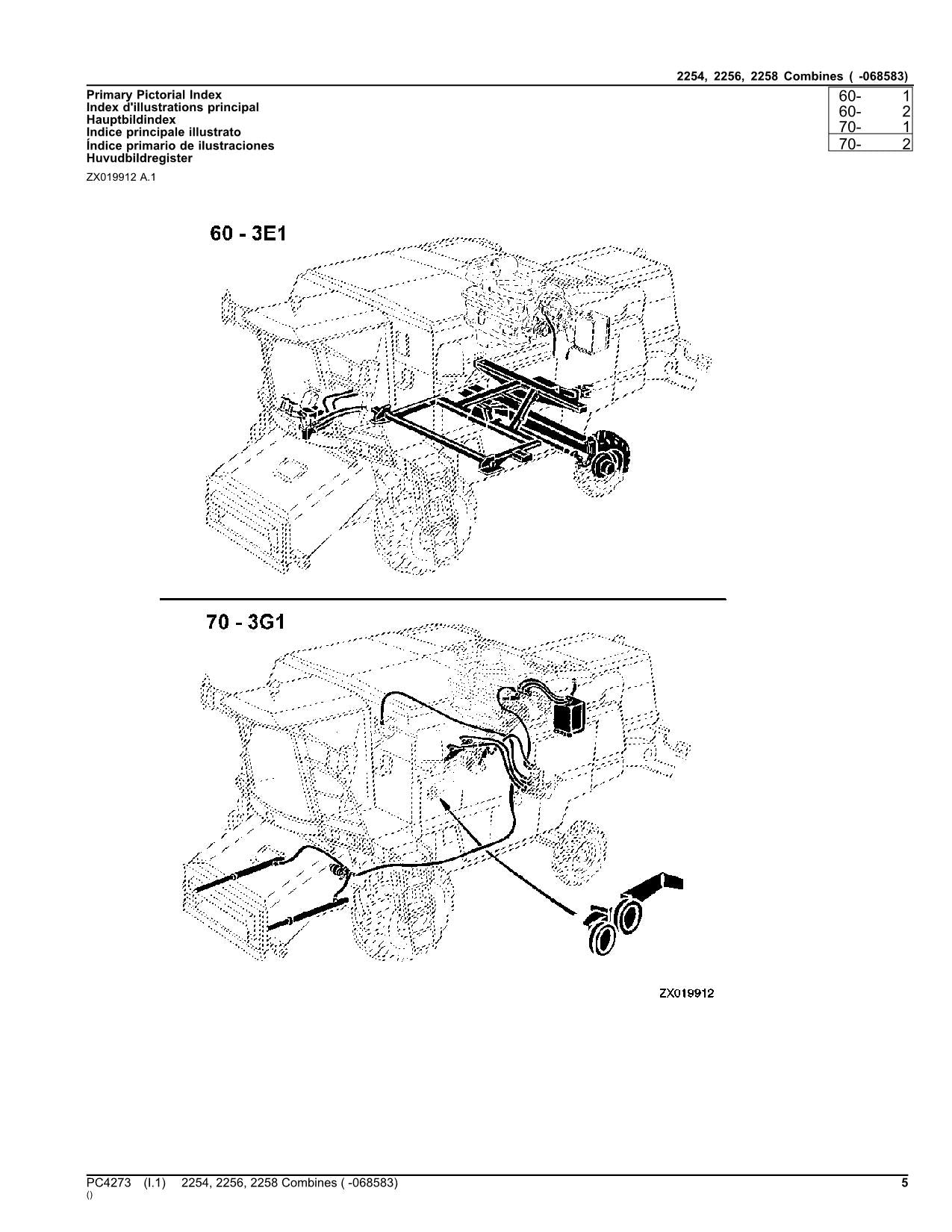 JOHN DEERE 2254 2256 2258 COMBINE PARTS CATALOG MANUAL-068583 EUROPE