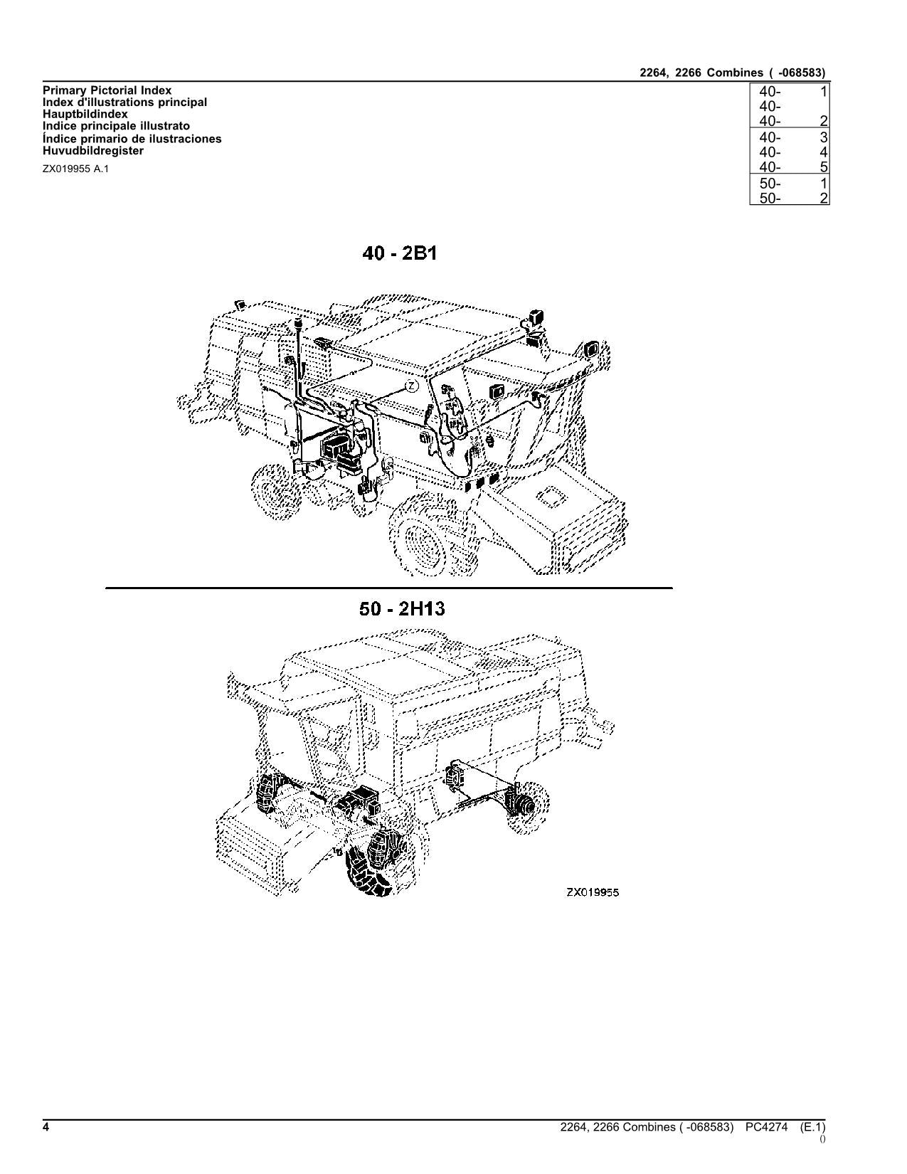 JOHN DEERE 2264 2266 COMBINE PARTS CATALOG MANUAL