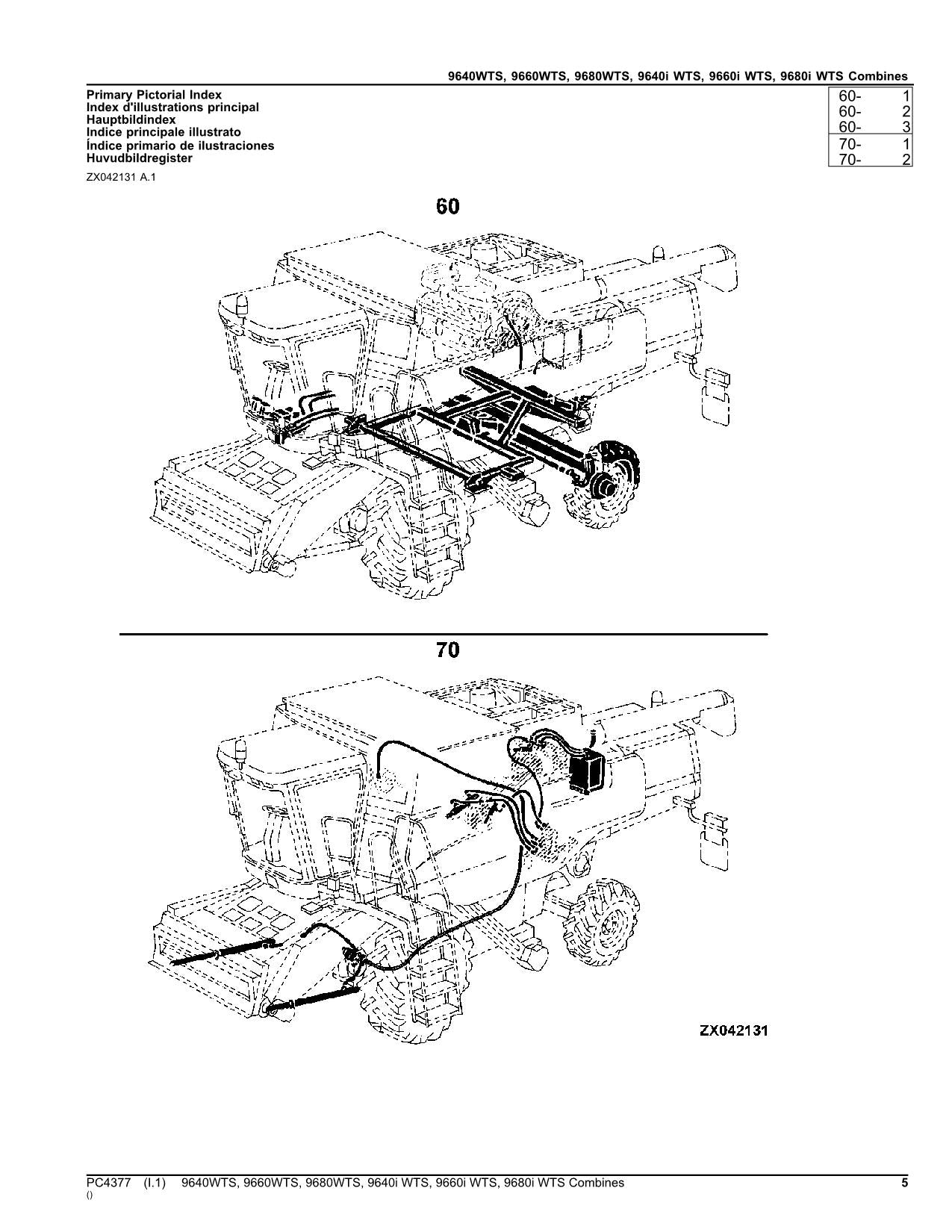 JOHN DEERE 9640 WTS 9660 9680 9640I 9660I 9680I COMBINE PARTS CATALOG MANUAL